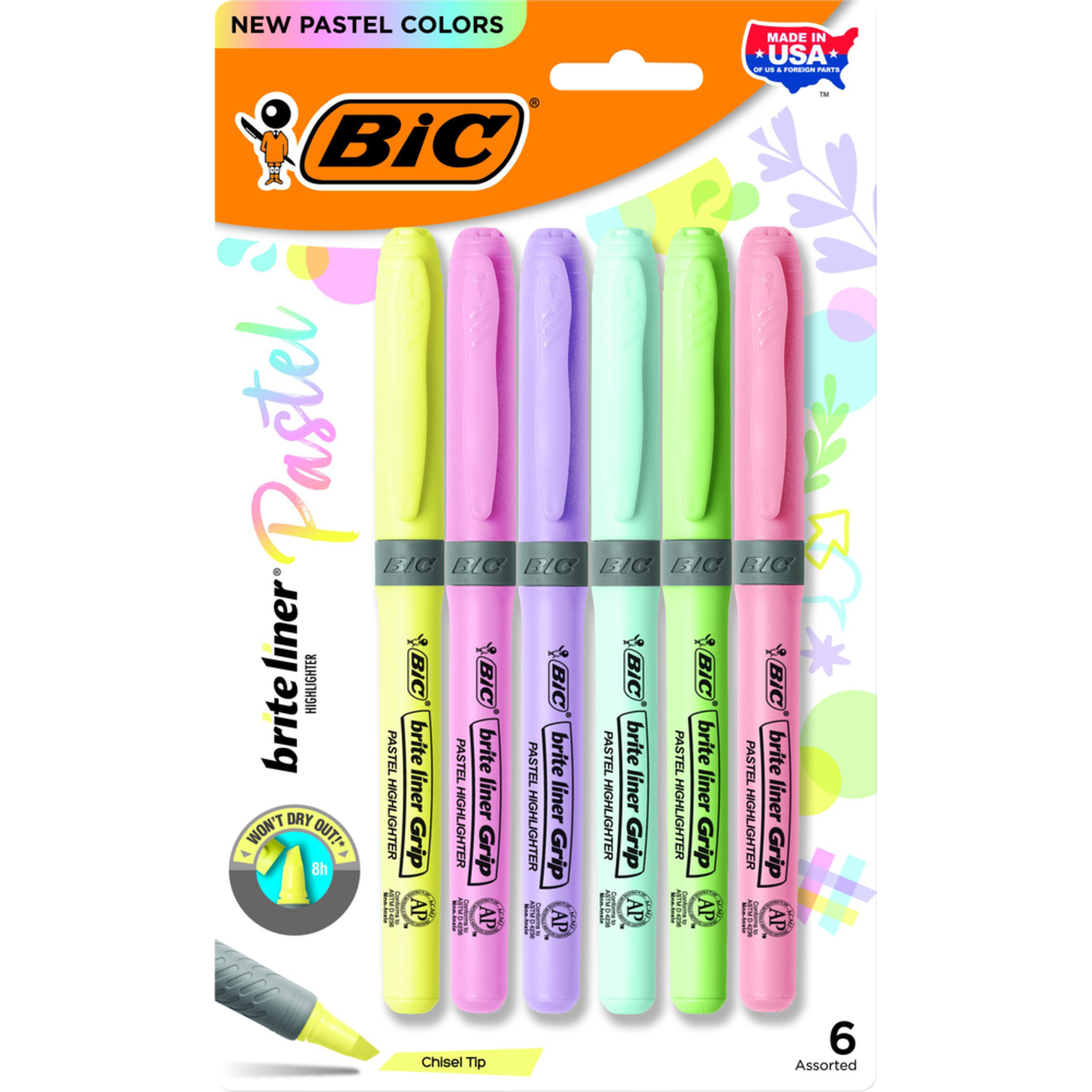 BIC BIC Brite Liner Pen Style Highlighter Asst Chisel 6Pk