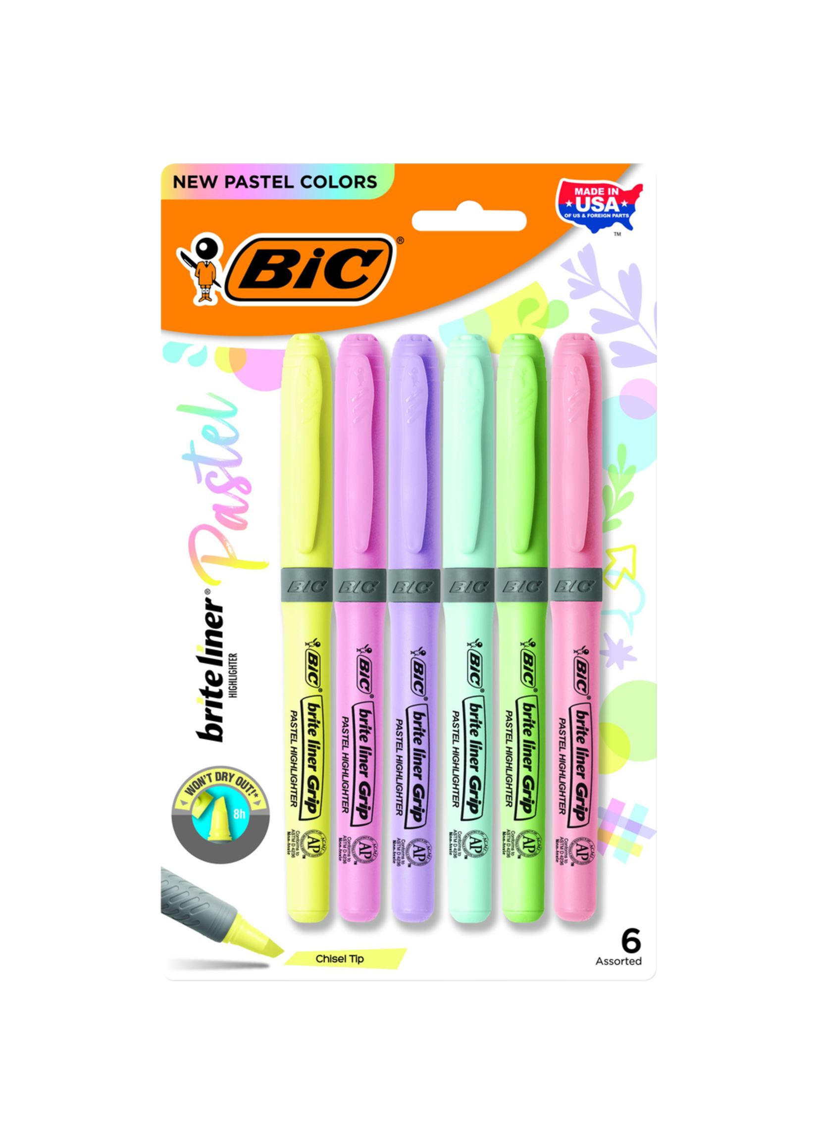 BIC BIC Brite Liner Pen Style Highlighter Asst Chisel 6Pk