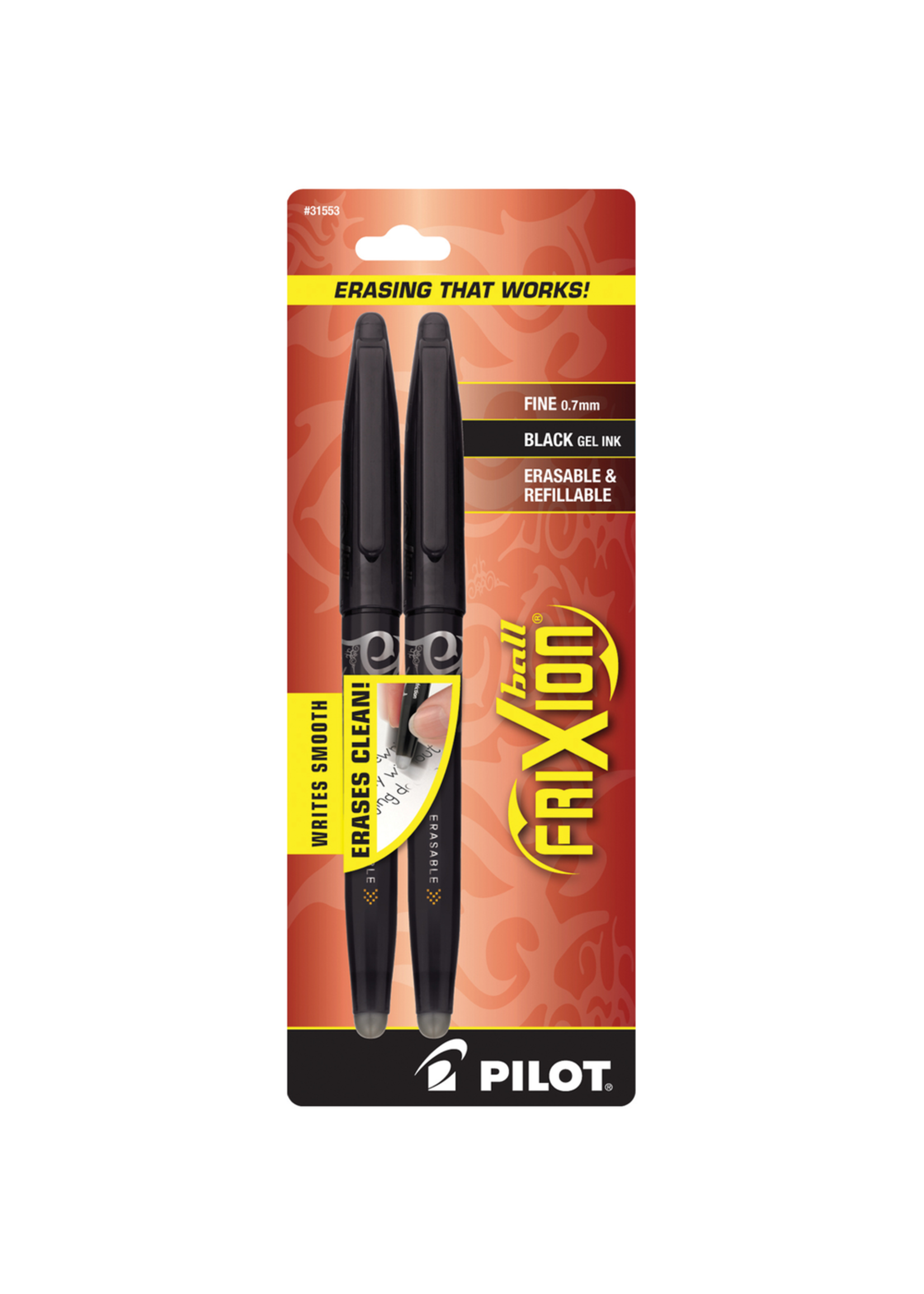 Pilot Pilot FriXion Erasable Gel Pen Black .7mm 2Pk
