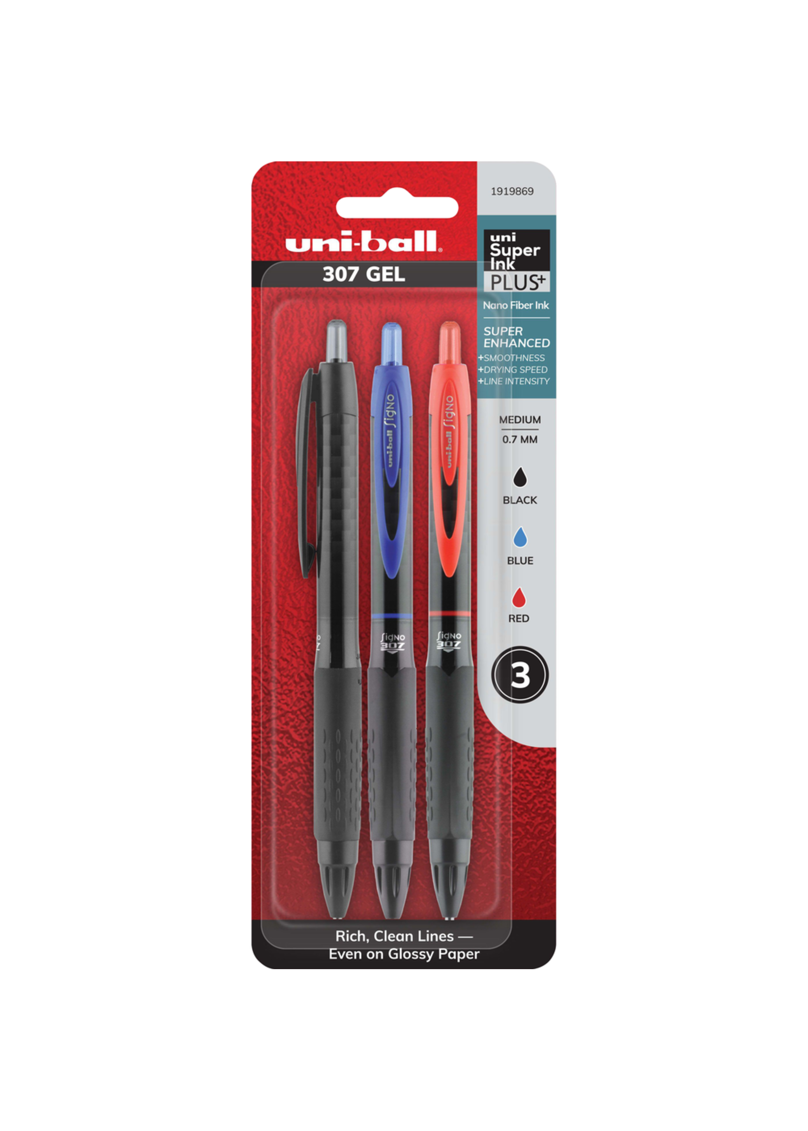 Uni-ball Uni-ball Signo 307 Retractable Gel Pen Asst .7mm 3Pk