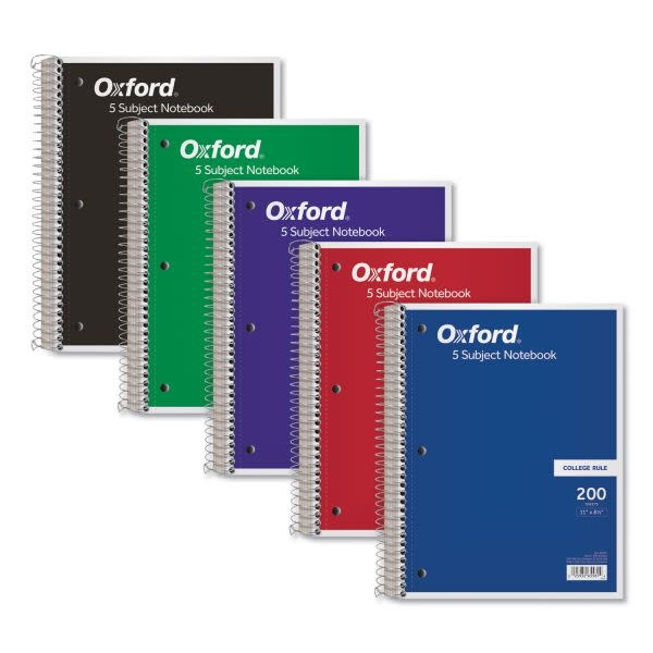 Oxford 5 Subject 200 Sheet Notebook sold individually North Central