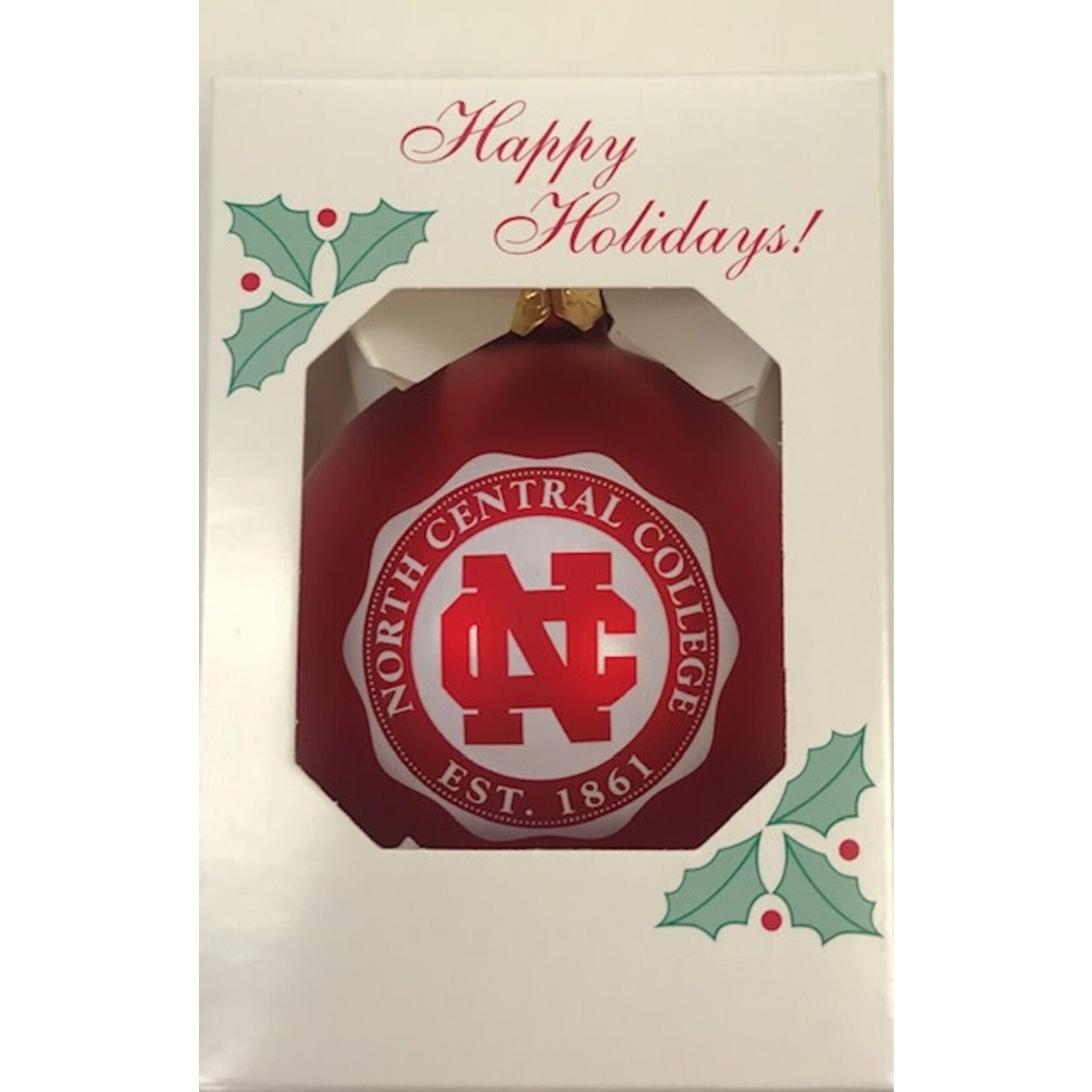 Neil Enterprises North Central College Traditional Red Glass Ornament by Neil