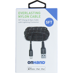 OnHand OnHand Everlasting Nylon Sync & Charge Cable black 5ft