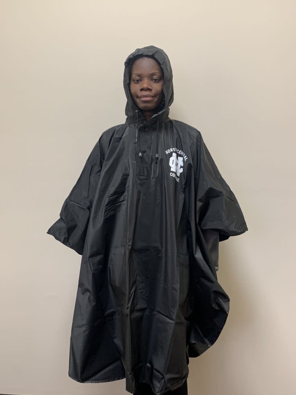 Deluxe Hooded Rain Poncho Black - North Central College Campus Store