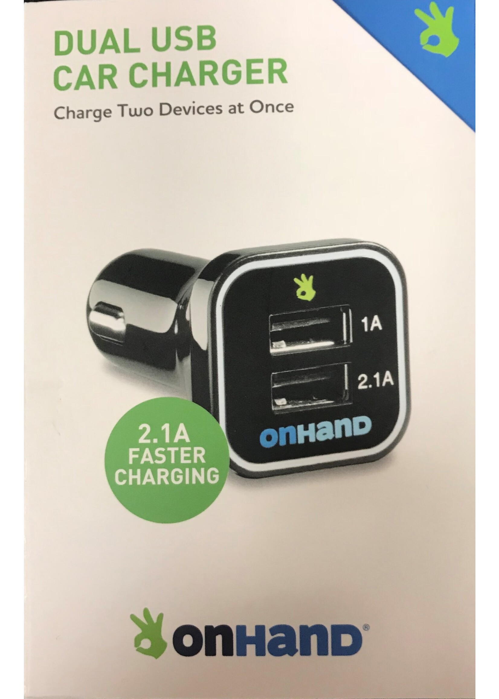 OnHand OnHand Black Dual USB Car Charger