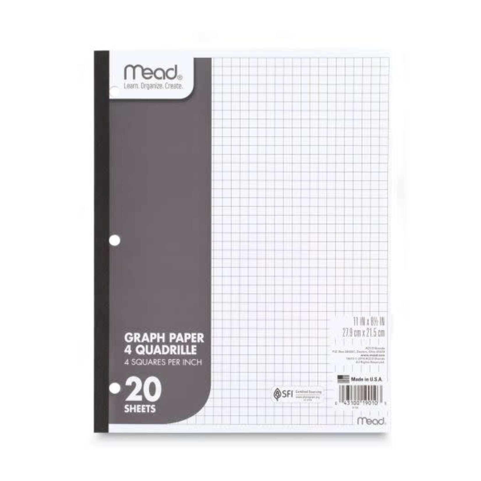 Mead Mead Quadrille Graph Paper White 8.5x11in 20Sht