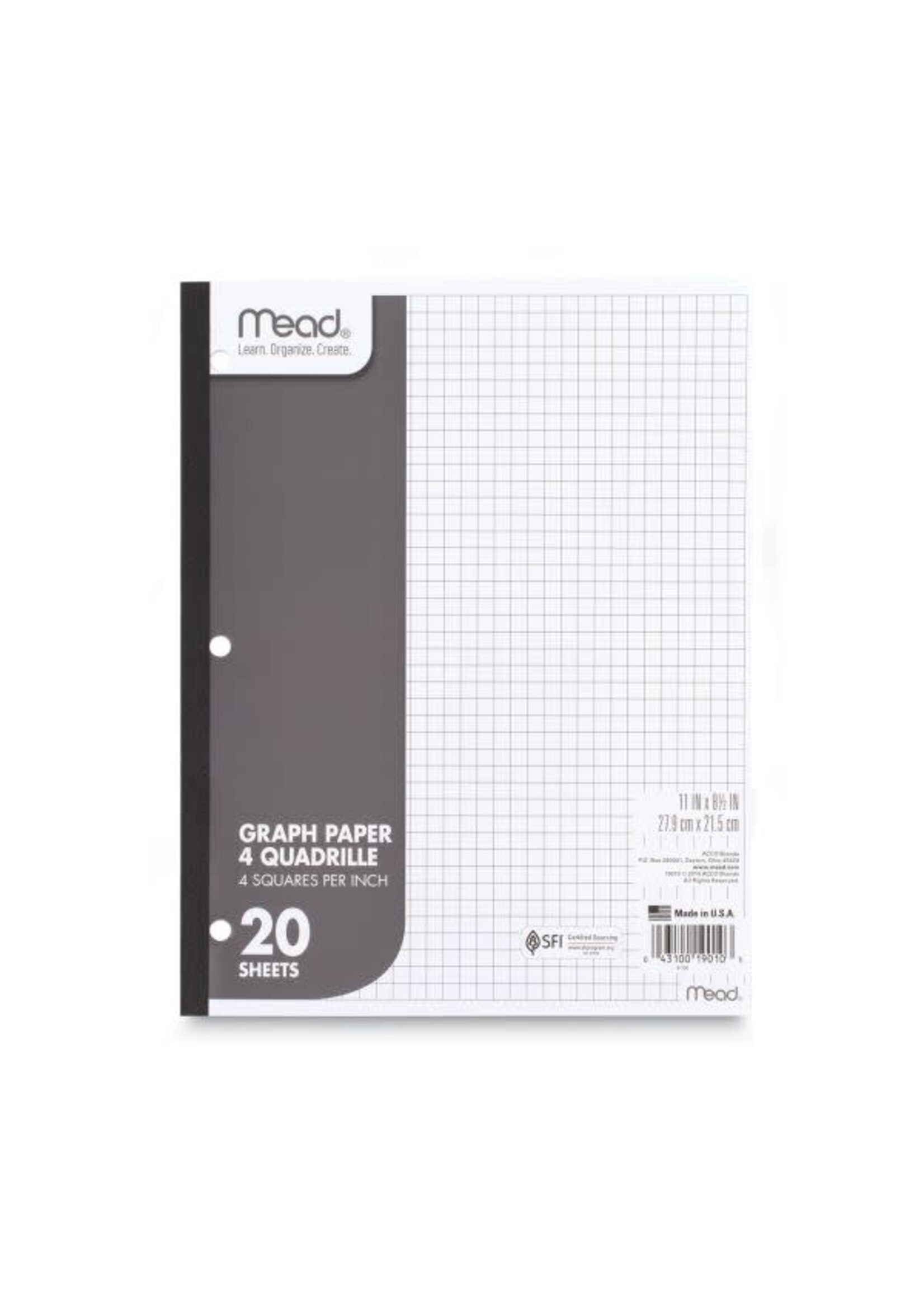 Mead Mead Quadrille Graph Paper White 8.5x11in 20Sht