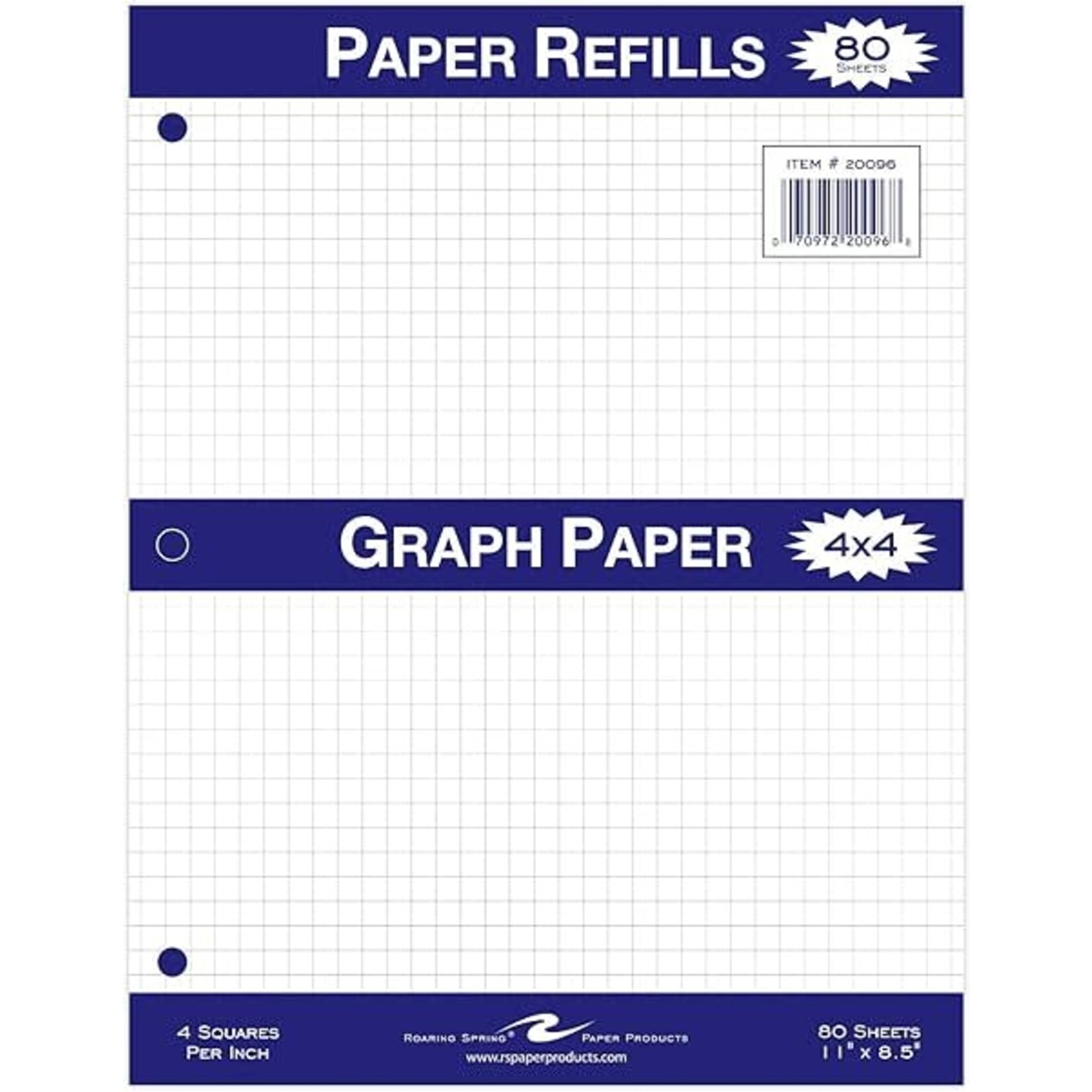 Roaring Spring Roaring Spring Graph Filler Paper White 8.5x11in 80Sheet 4x4 Quad