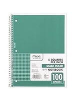 Mead Mead Wirebound Notebook Asst 8x10.5in 100Sht 1-subject / 5x5 quad