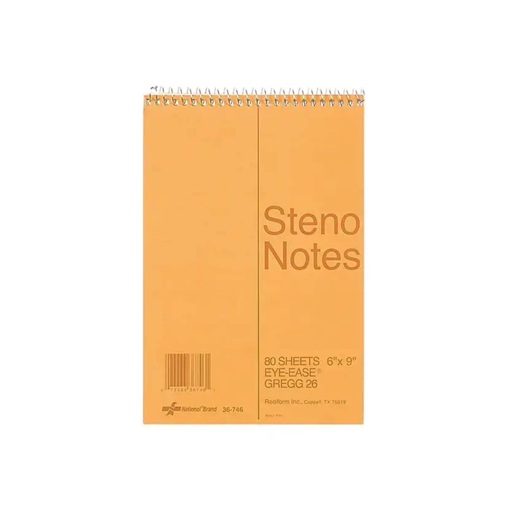 National Steno Notebook Brown 6x9 80sheet Gregg Ruled