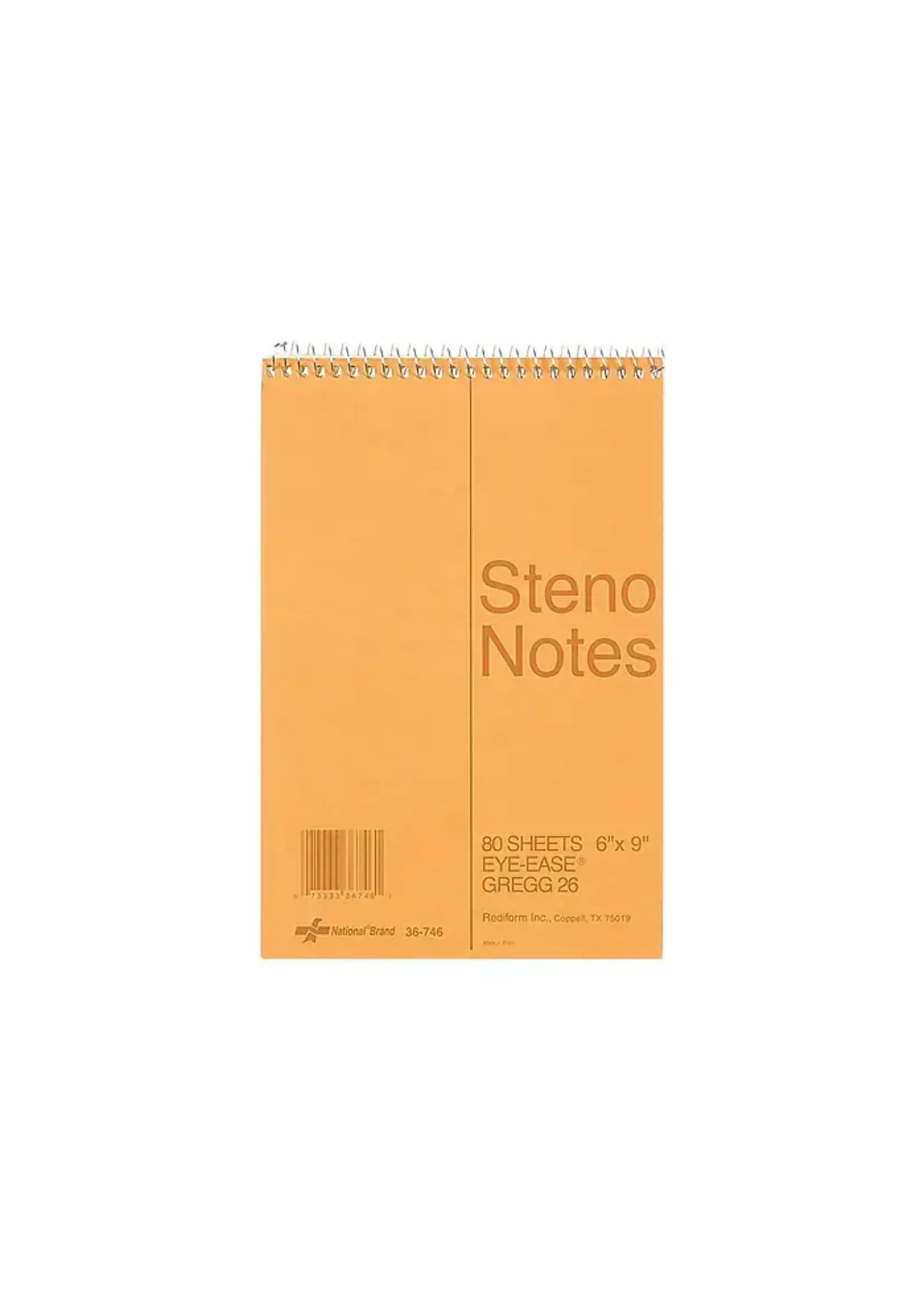 National Steno Notebook Brown 6x9 80sheet Gregg Ruled