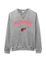 League / Legacy League Weathered Fleece Crew w/ Cardinal  - Heather smoked pearl