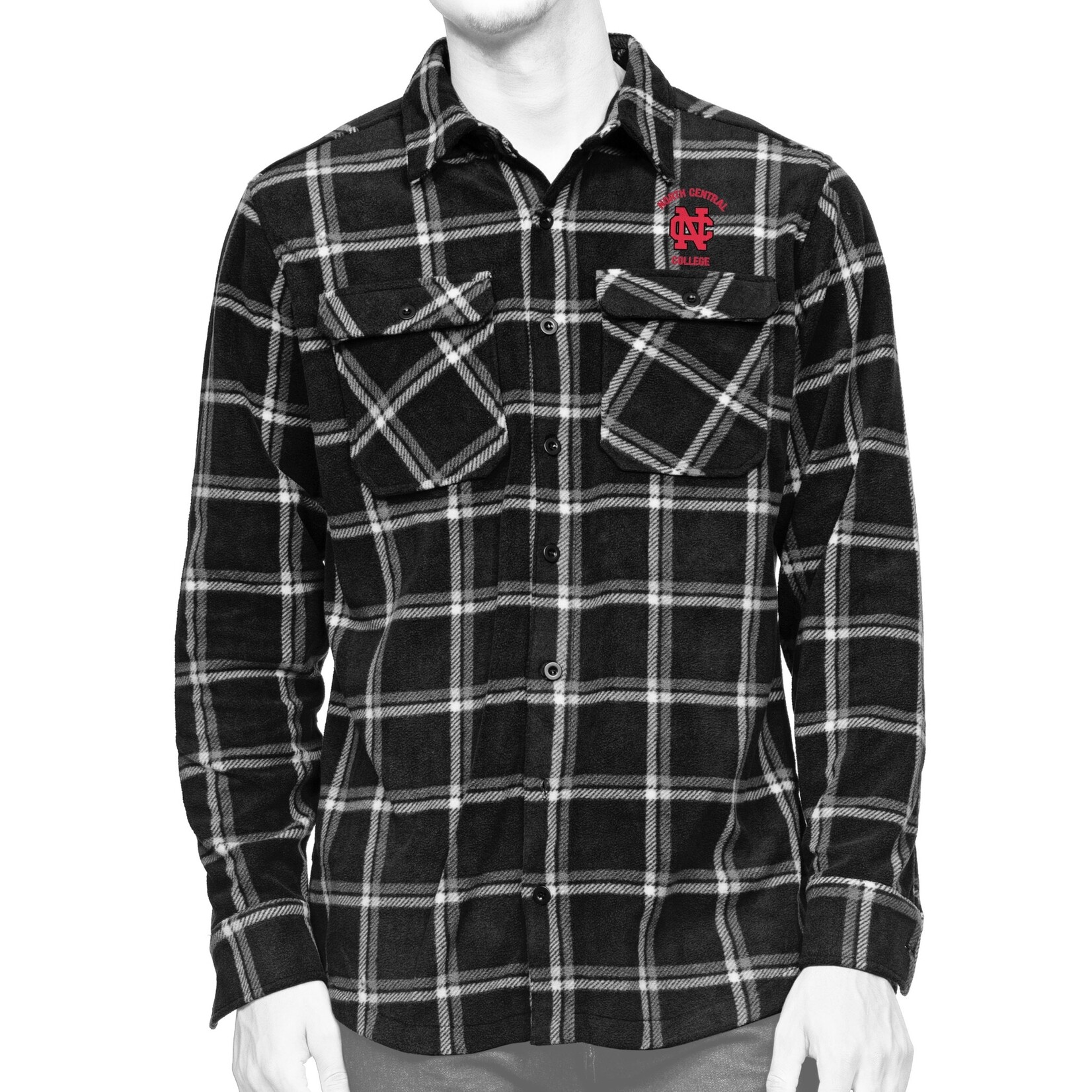 Antigua Industry Plaid Fleece Black Multi Dress Shirt by Antigua
