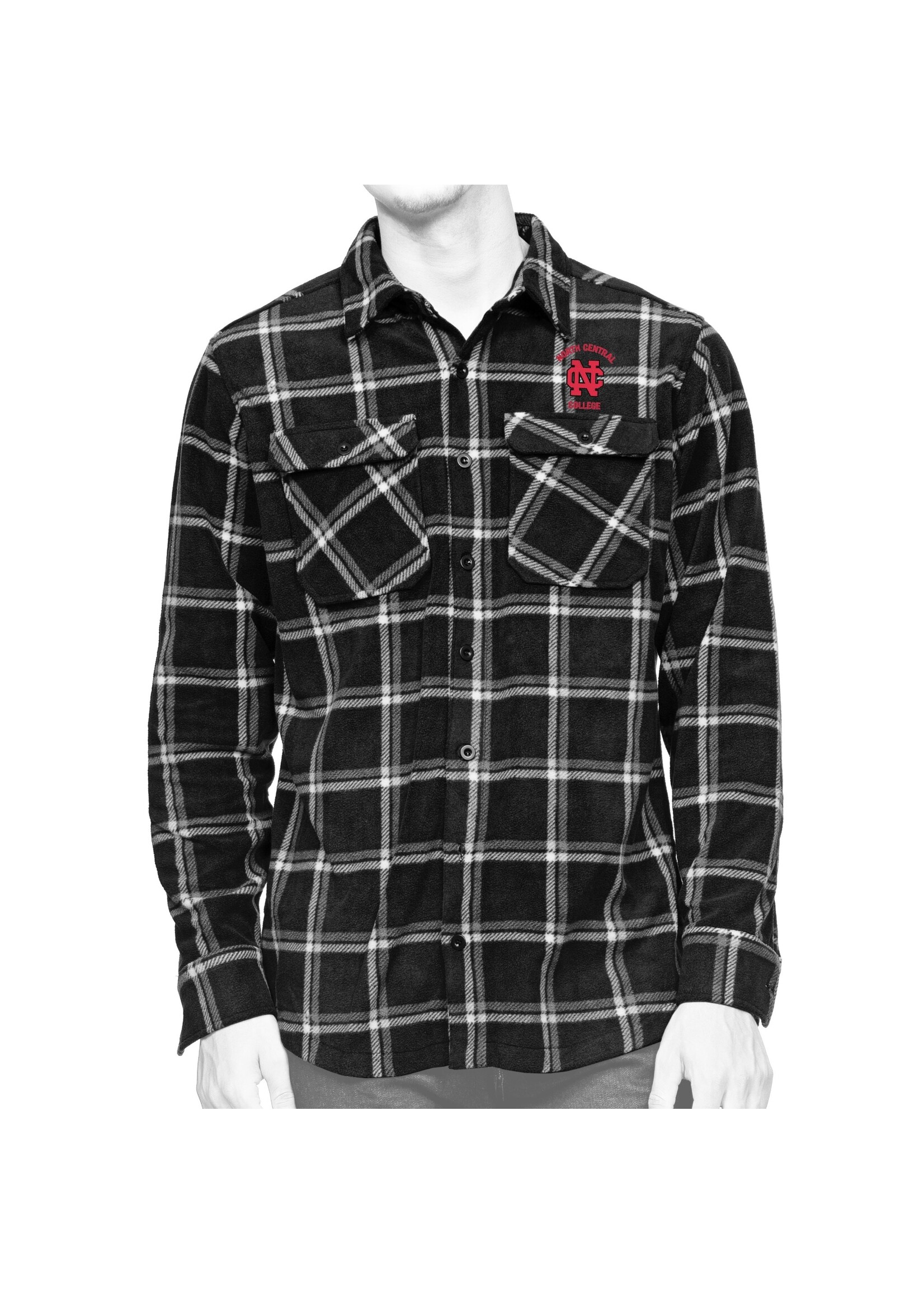 Antigua Industry Plaid Fleece Black Multi Dress Shirt by Antigua