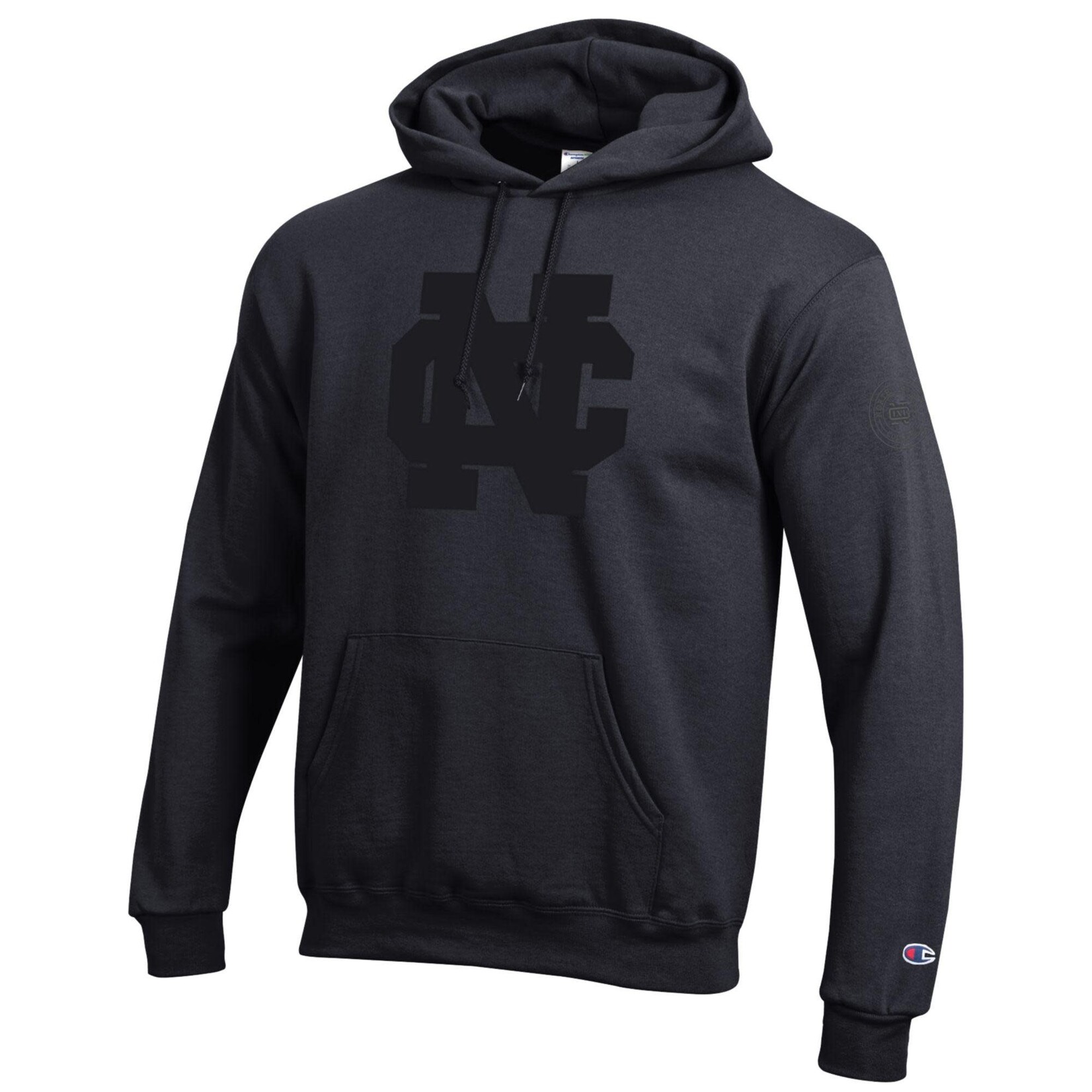 Champion Champion Powerblend Hoodie  Black on Black w/ wool felt NC logo