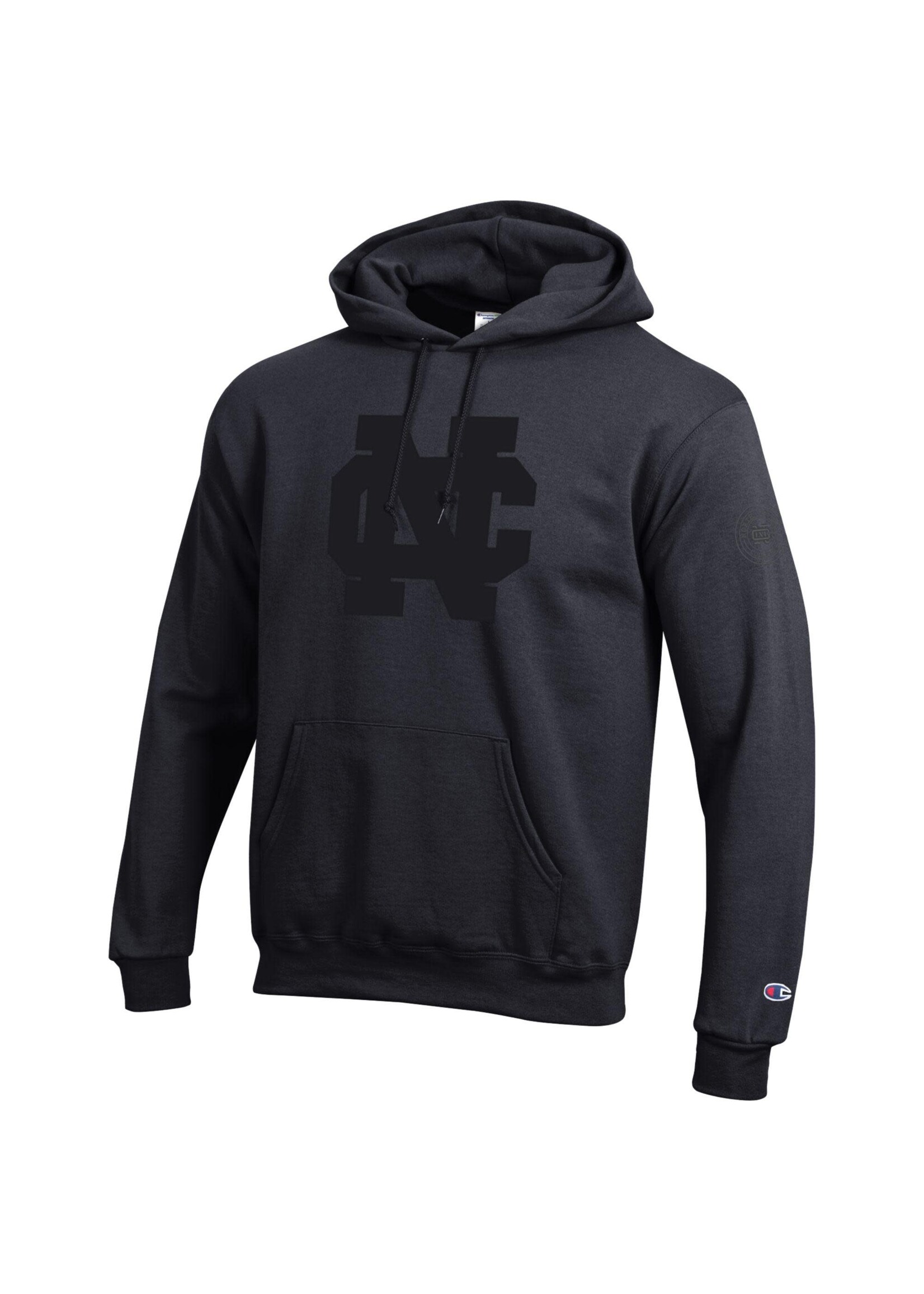 Champion Champion Powerblend Hoodie  Black on Black w/ wool felt NC logo