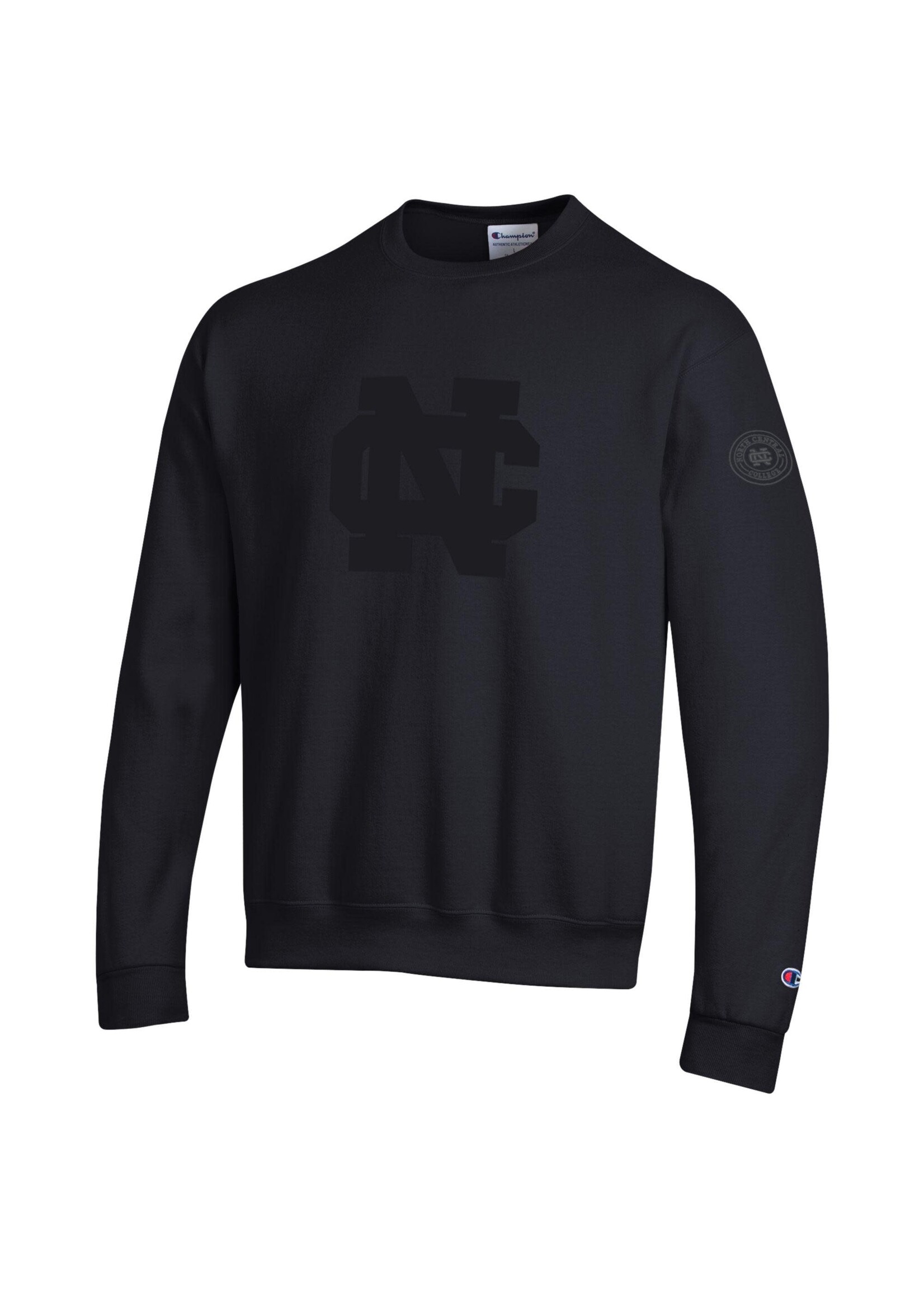 Champion Champion Powerblend  Crew Black on Black w/ wool felt NC logo