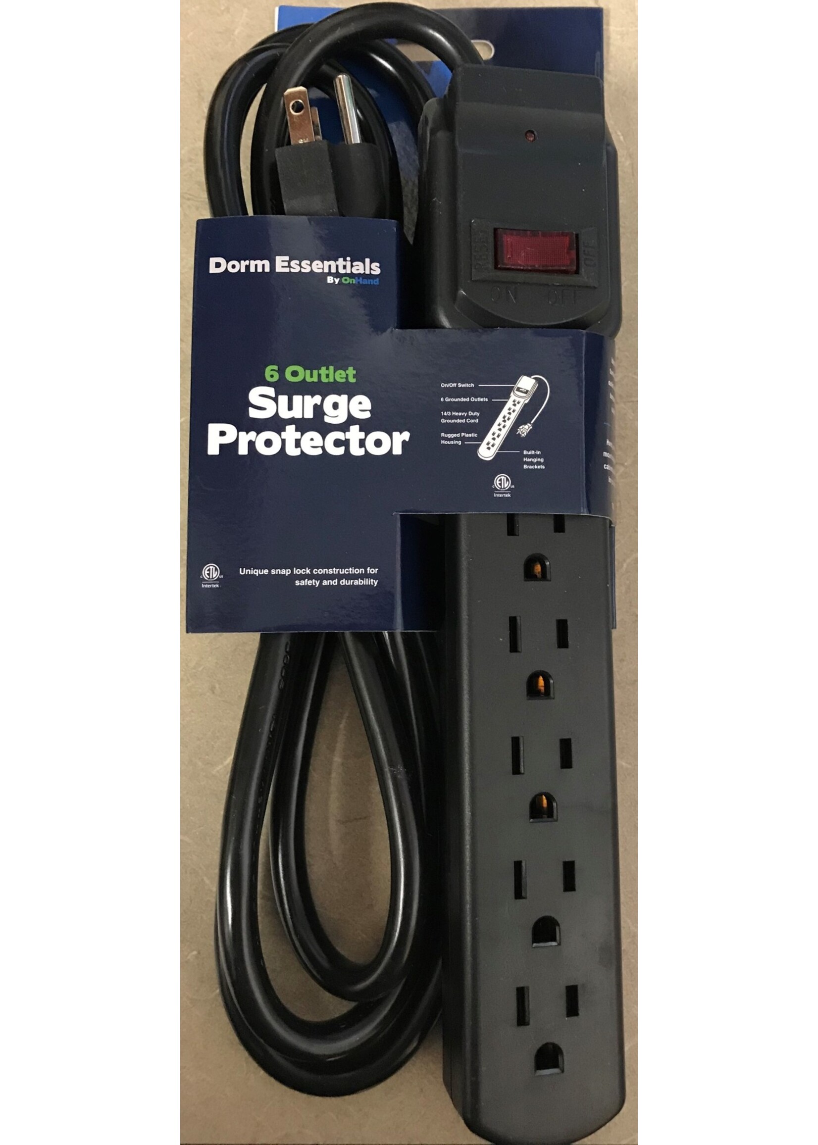 OnHand Surge Protector 6 Outlets Black