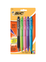 BIC BIC BU3 Grip Retractable Ballpoint Pen Asst  1.0mm 5PK Fashion