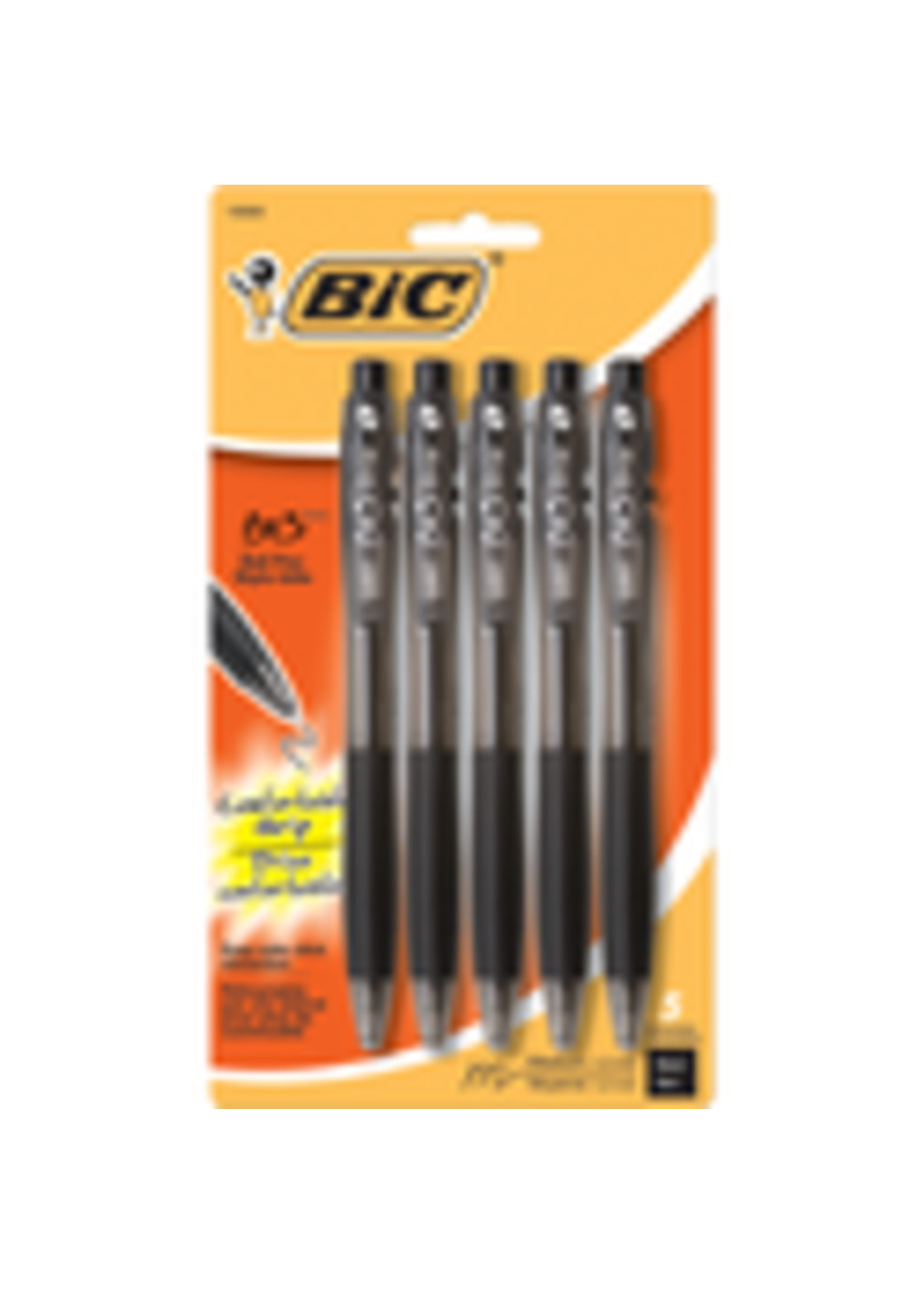 BIC BIC BU3 Grip Retractable Ballpoint Pen Black 1.0mm 5PK
