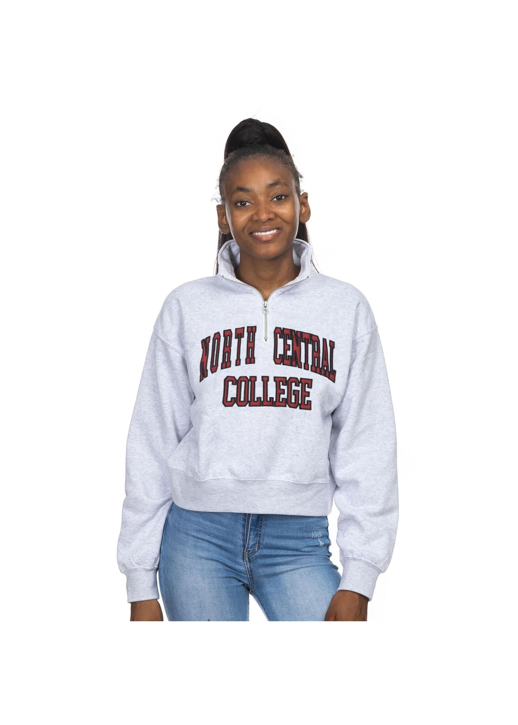 Zoozatz Zoozatz  F24 Women's Crop 1/4 Zip Fleece Ash