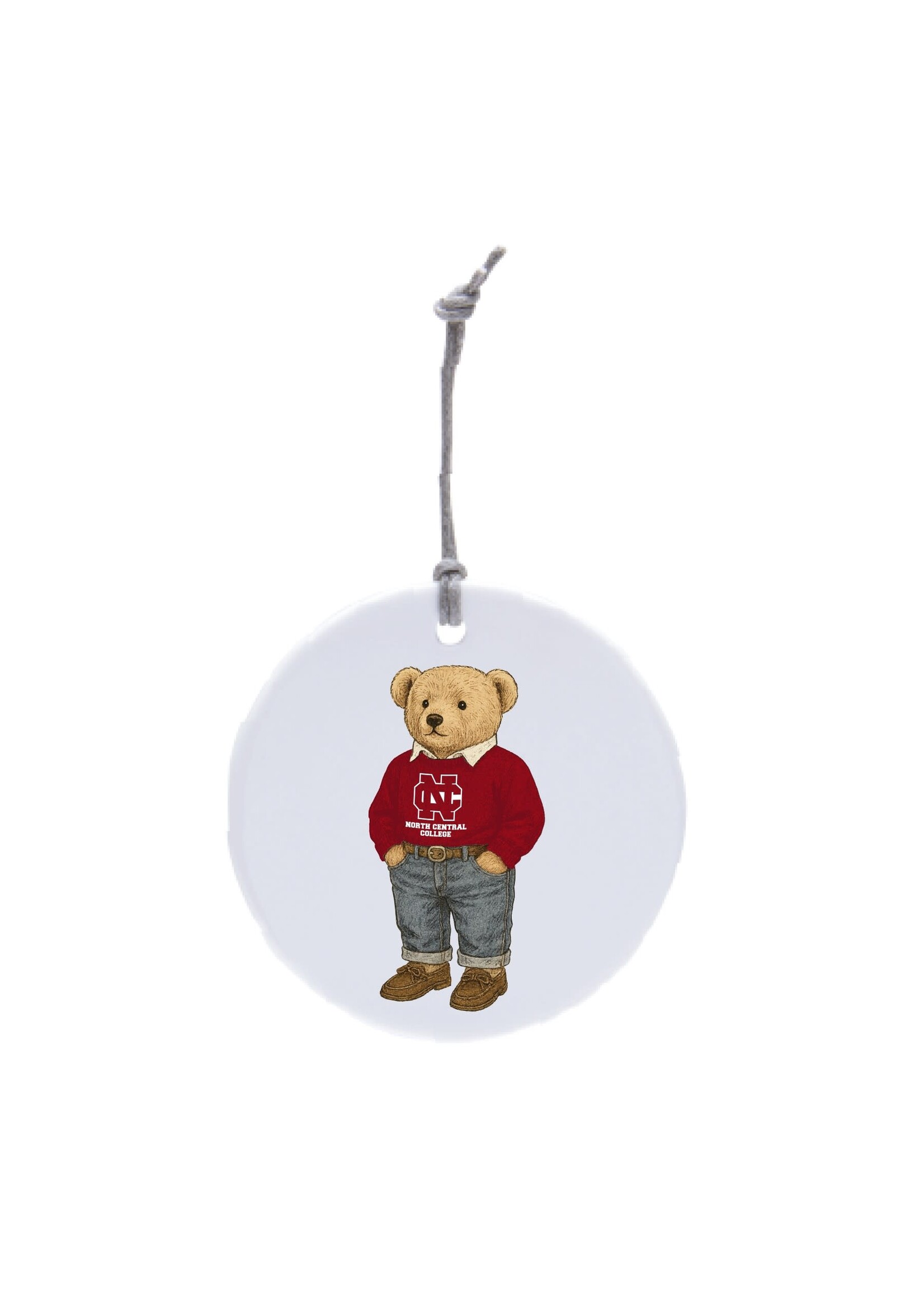 Neil Enterprises North Central College Ceramic Circle Ornament - Teddy Bear
