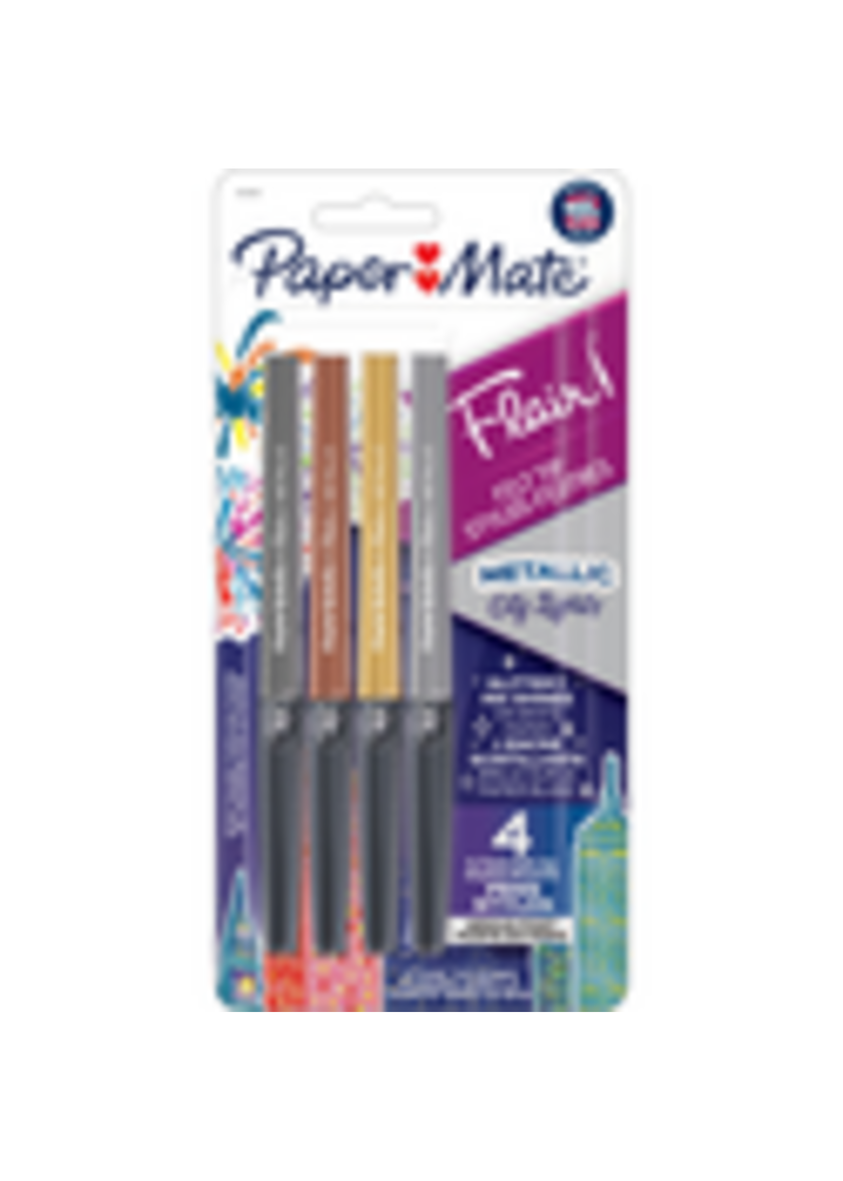 Papermate Paper Mate Flair Metallic Pen Asst Medium 4Pk BP