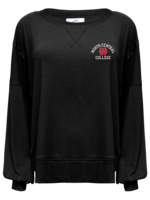 Summit Summit  Vintage Black Ribbed Knit Dropped Shoulder Crouchy Crew