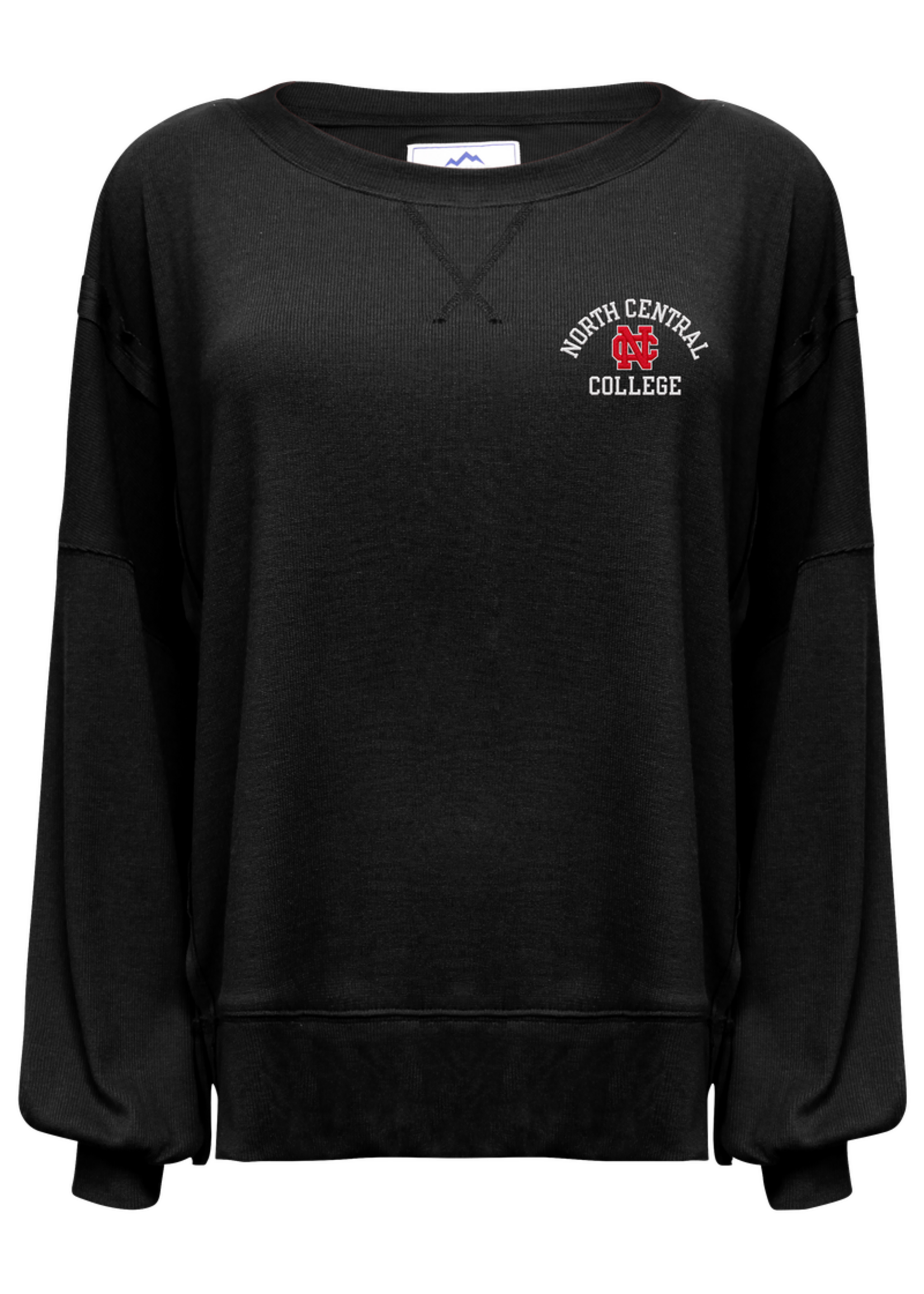 Summit Summit  Vintage Black Ribbed Knit Dropped Shoulder Crouchy Crew
