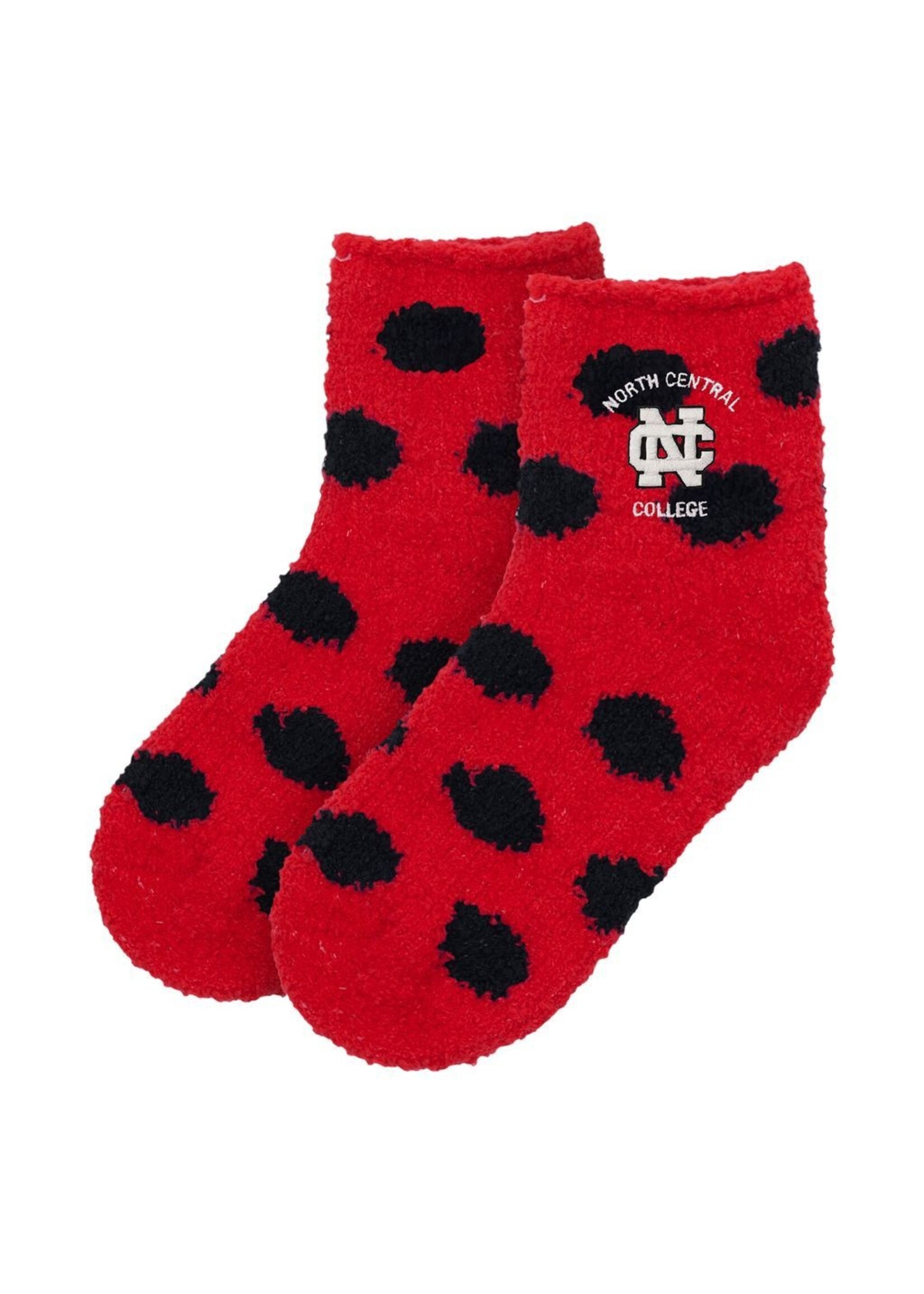 Zoozatz Zoozatz Youth Fuzzy Dot Socks Red w/ black dots-  Red w/ Black Polka dot