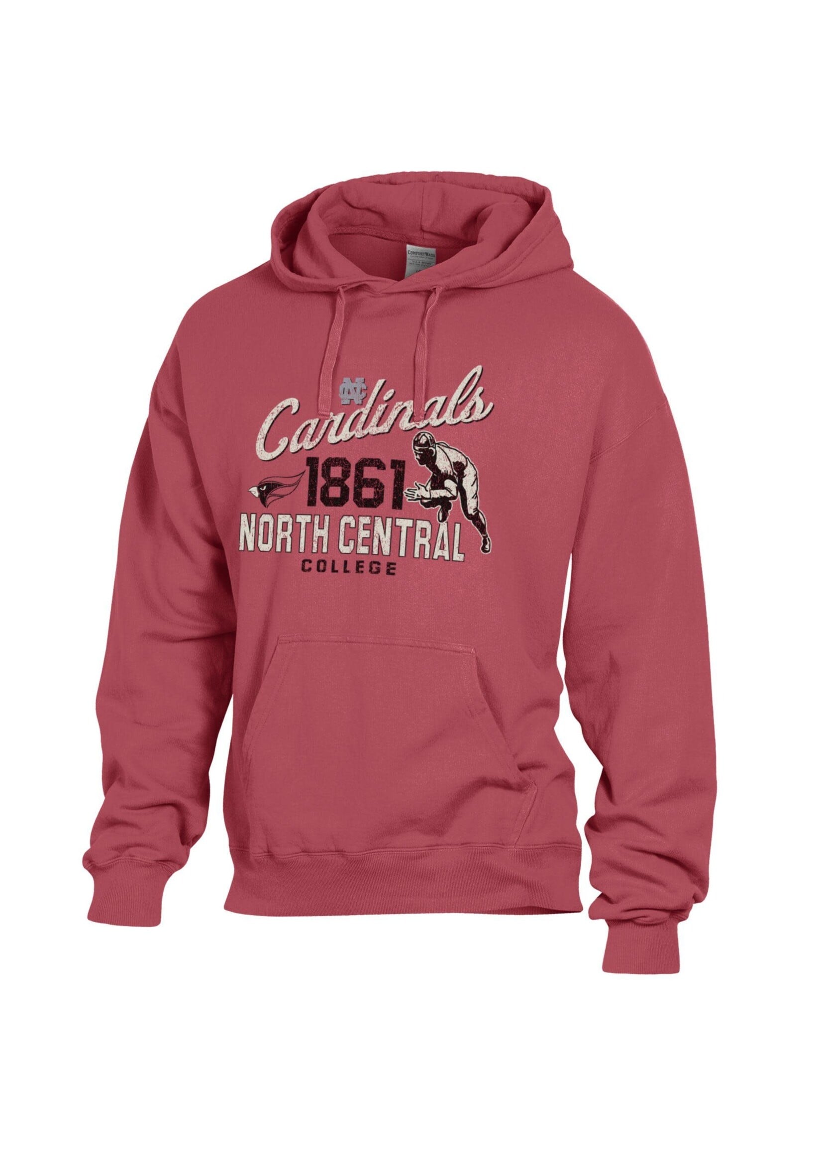 Comfort Wash Football Hoodie Crimson