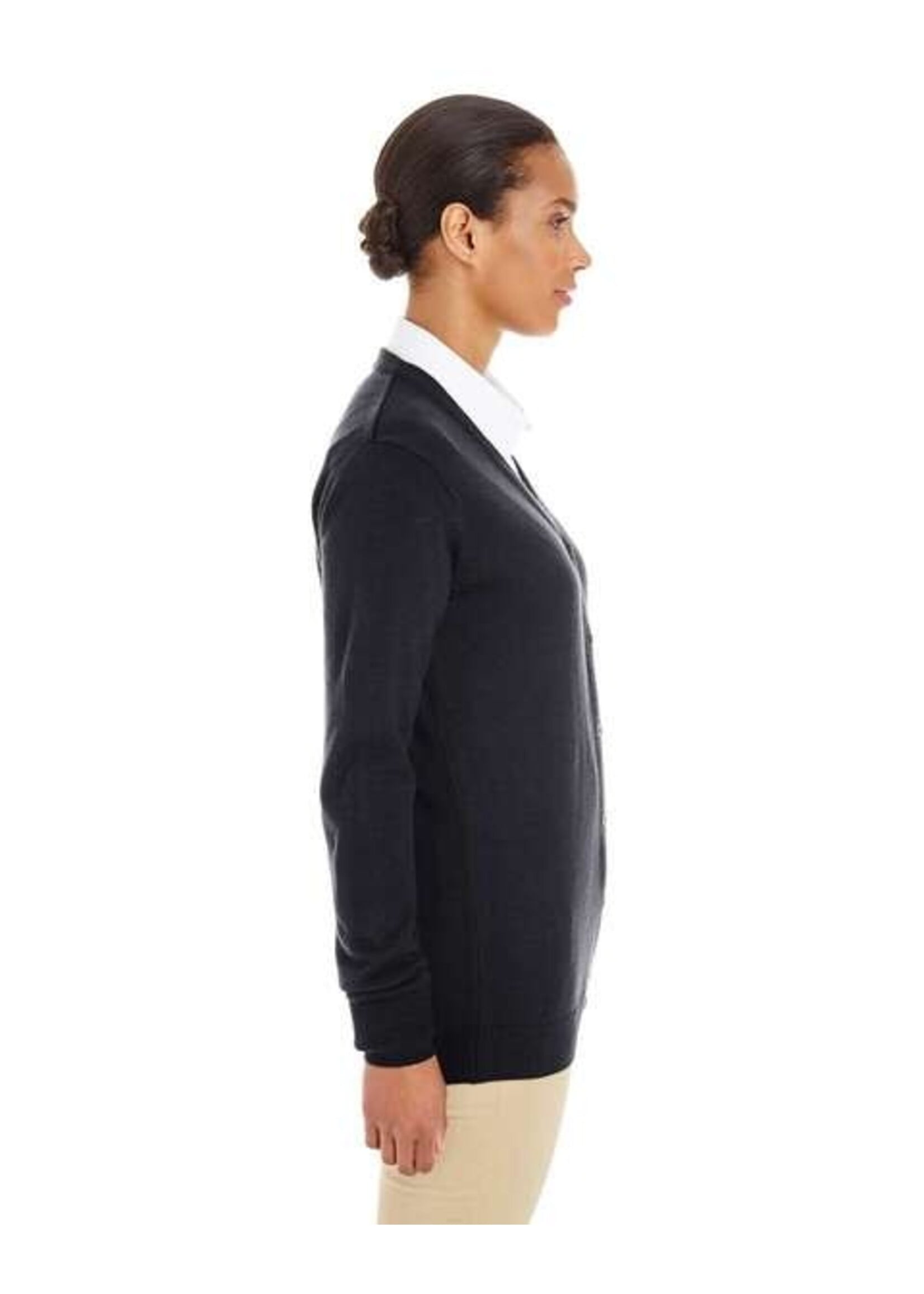 Harriton Harriton Women's V Neck Button Cardigan w/ Old Main Embroidery