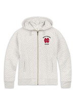 New Agenda New Agenda Heather Oatmeal Ladies Quilted Full Zip Hooded Fleece
