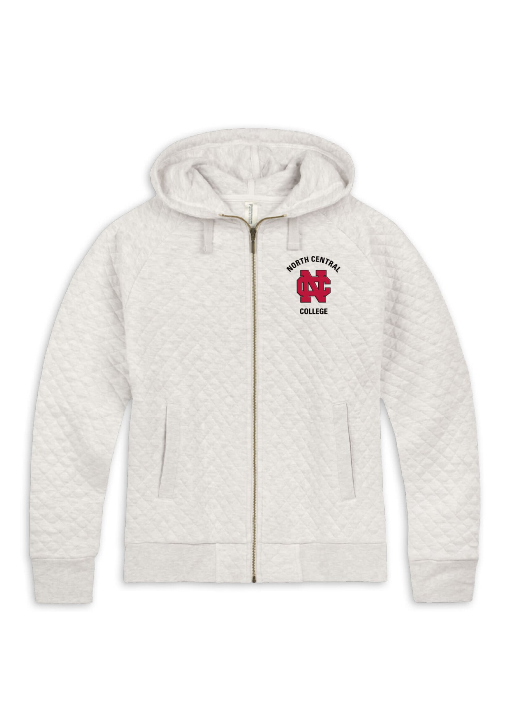New Agenda New Agenda Heather Oatmeal Ladies Quilted Full Zip Hooded Fleece
