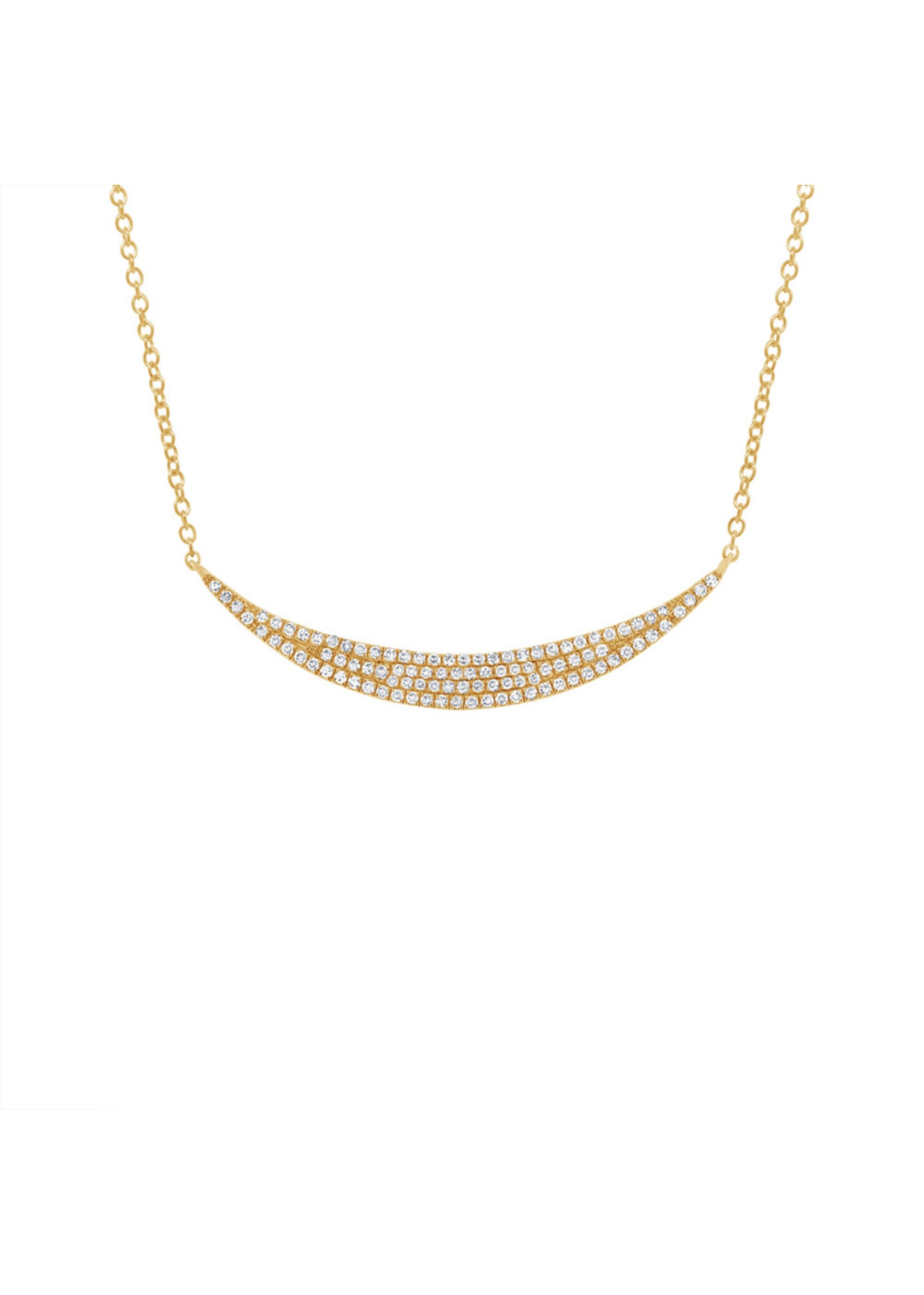 14K YG 0.25CT Diamond Pave Crescent Necklace