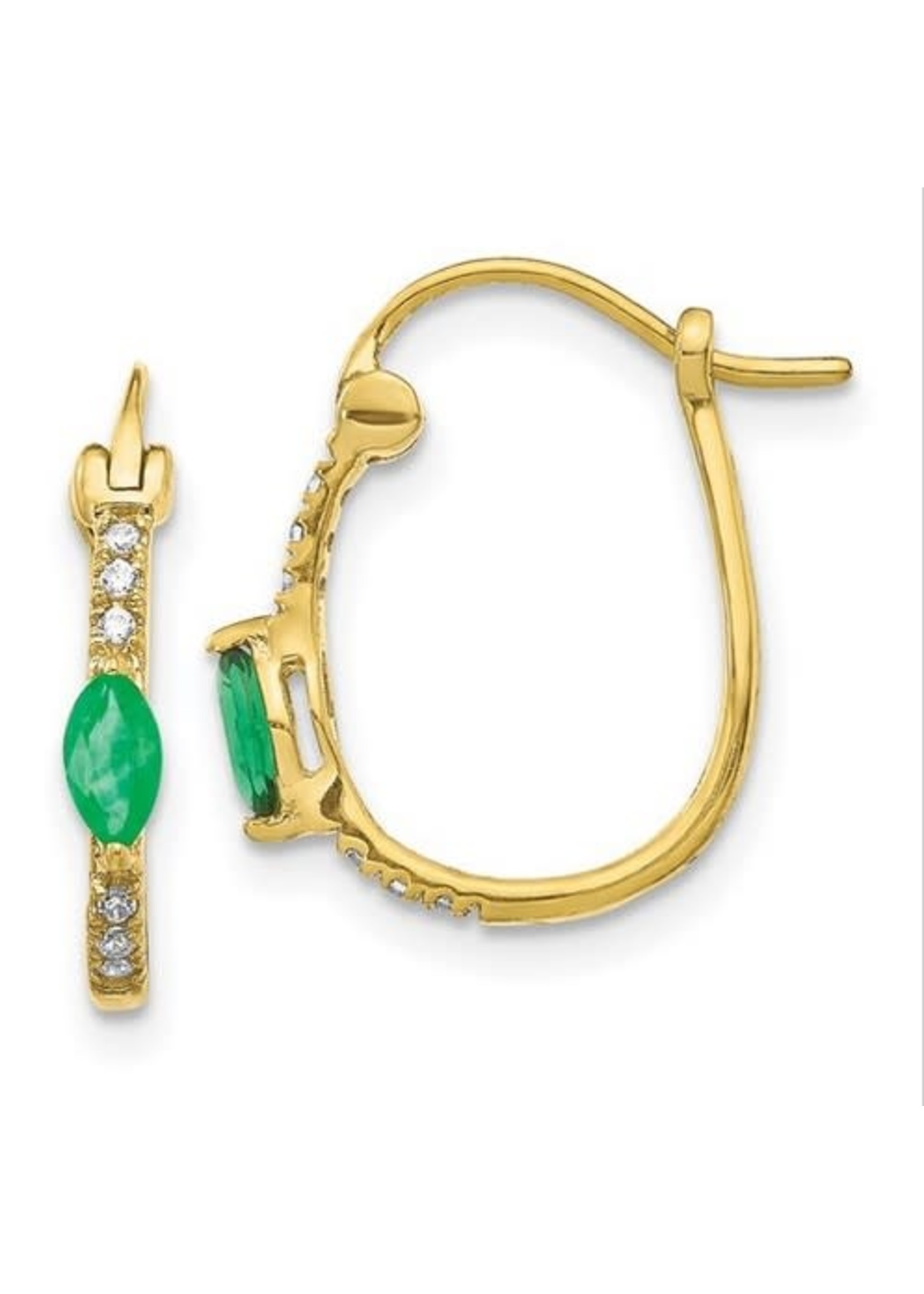 Jill Alberts Diamond and Emerald Hinged Hoop Earrings