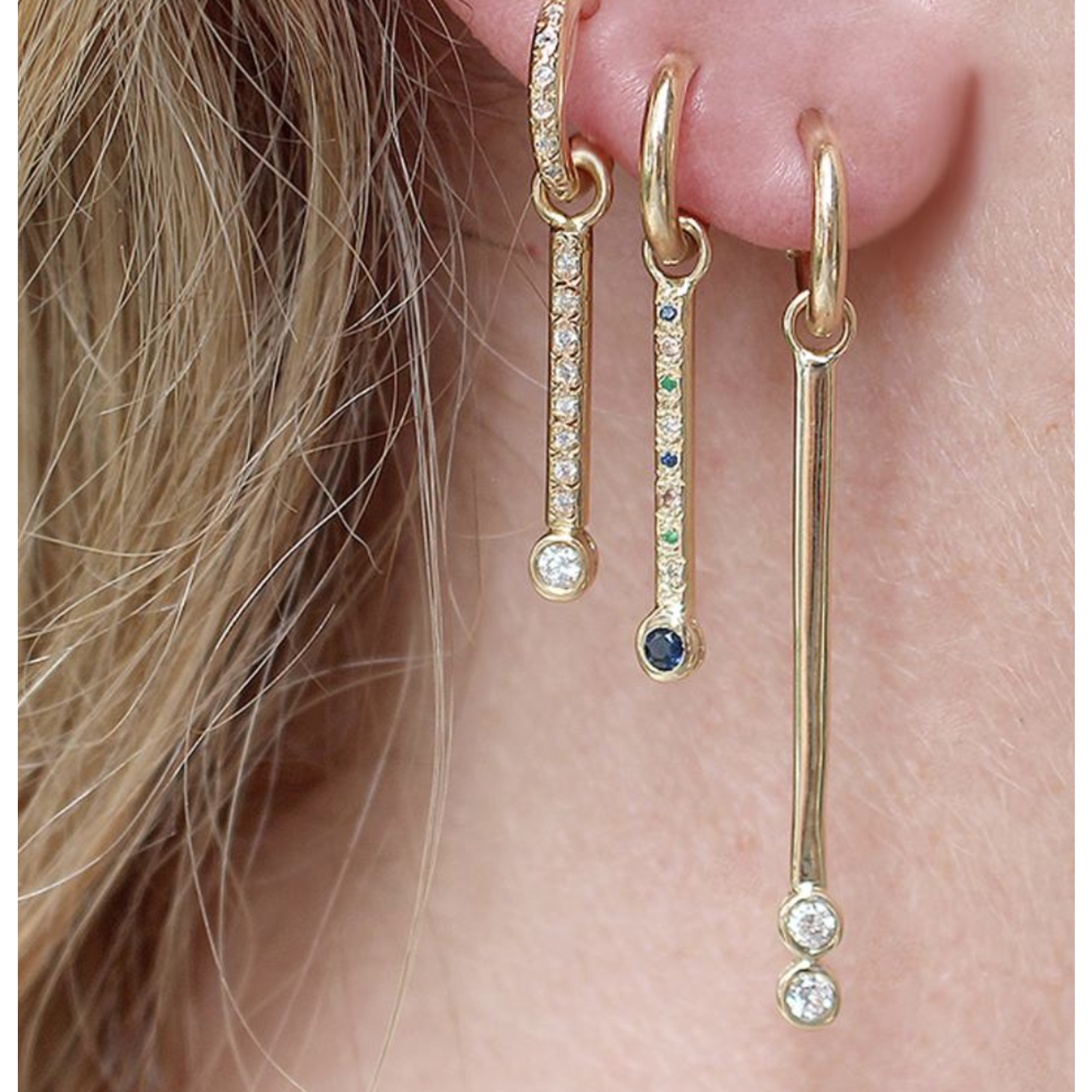 Scosha Long Bar Bezel Charm with Diamond in Gold