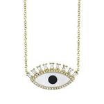 Jill Alberts Diamond, Onyx & Mother of Pearl  Eye Necklace