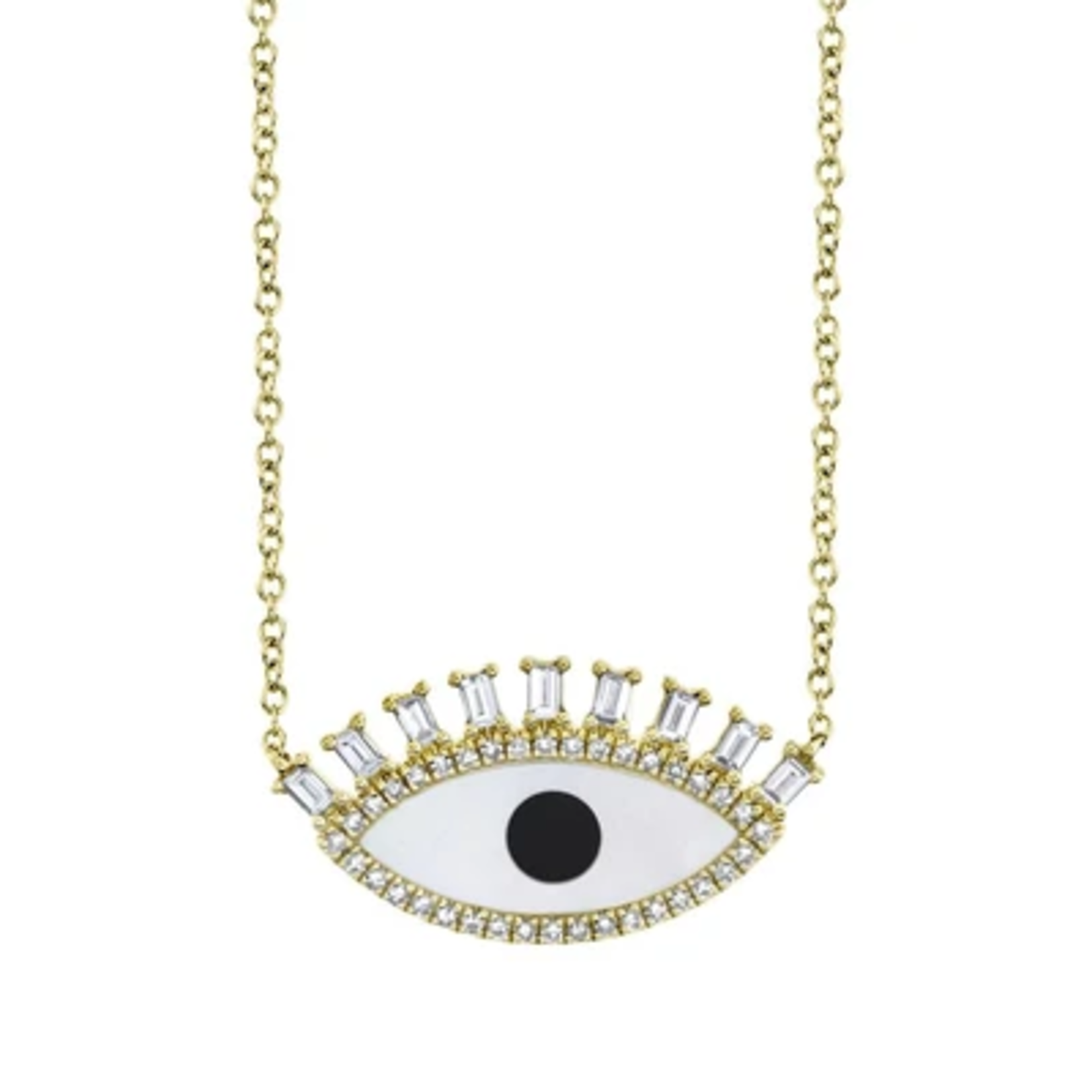 Jill Alberts Diamond, Onyx & Mother of Pearl Eye Necklace