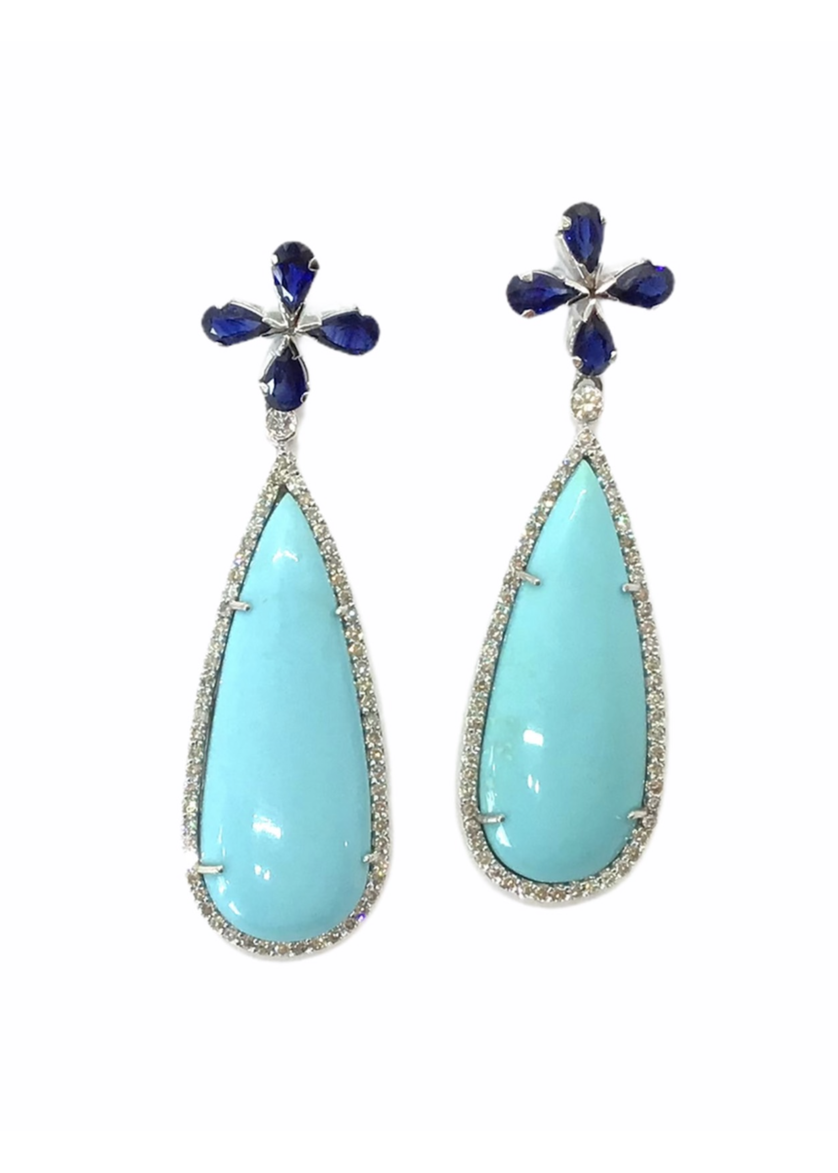 Jill Alberts Blue Sapphire & Diamond Earrings