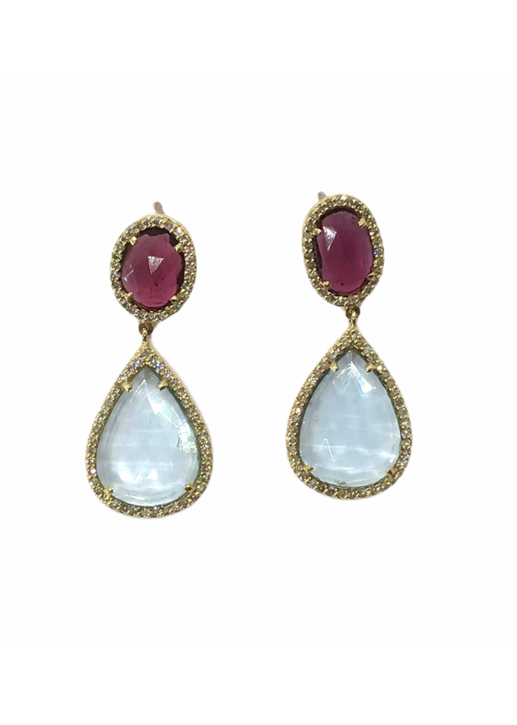 Jill Alberts Aqua, Diamond & Ruby Earrings