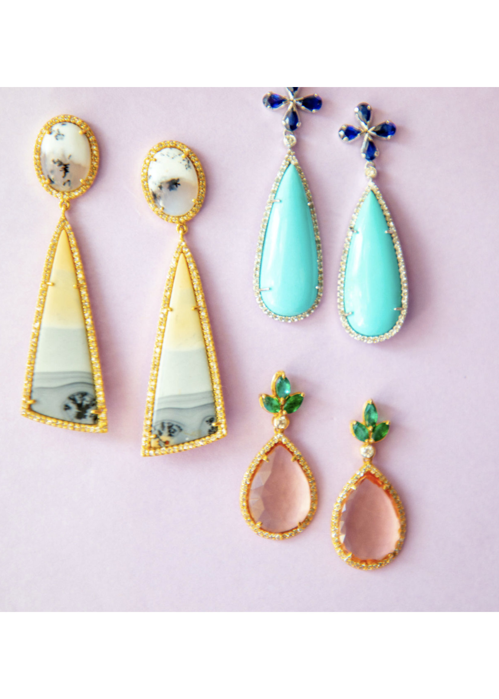 Jill Alberts Morganite, Emerald , & Diamond Earrings