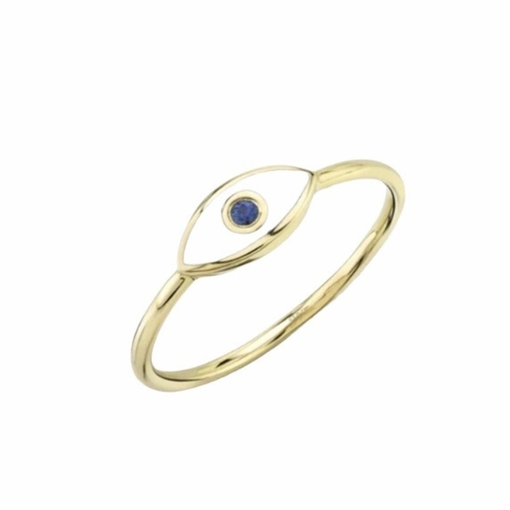 Jill Alberts Blue Sapphire & White Enamel Eye Ring