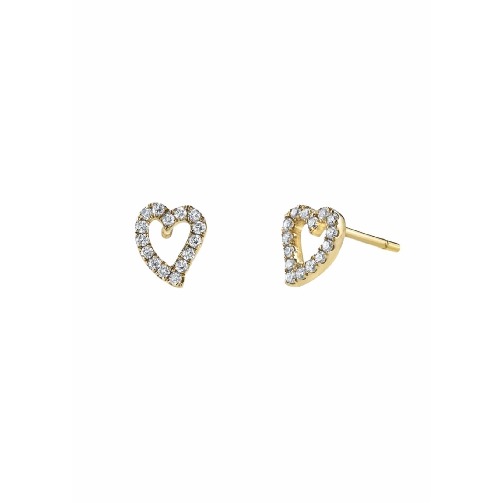 Small Pave Diamond Heart Studs