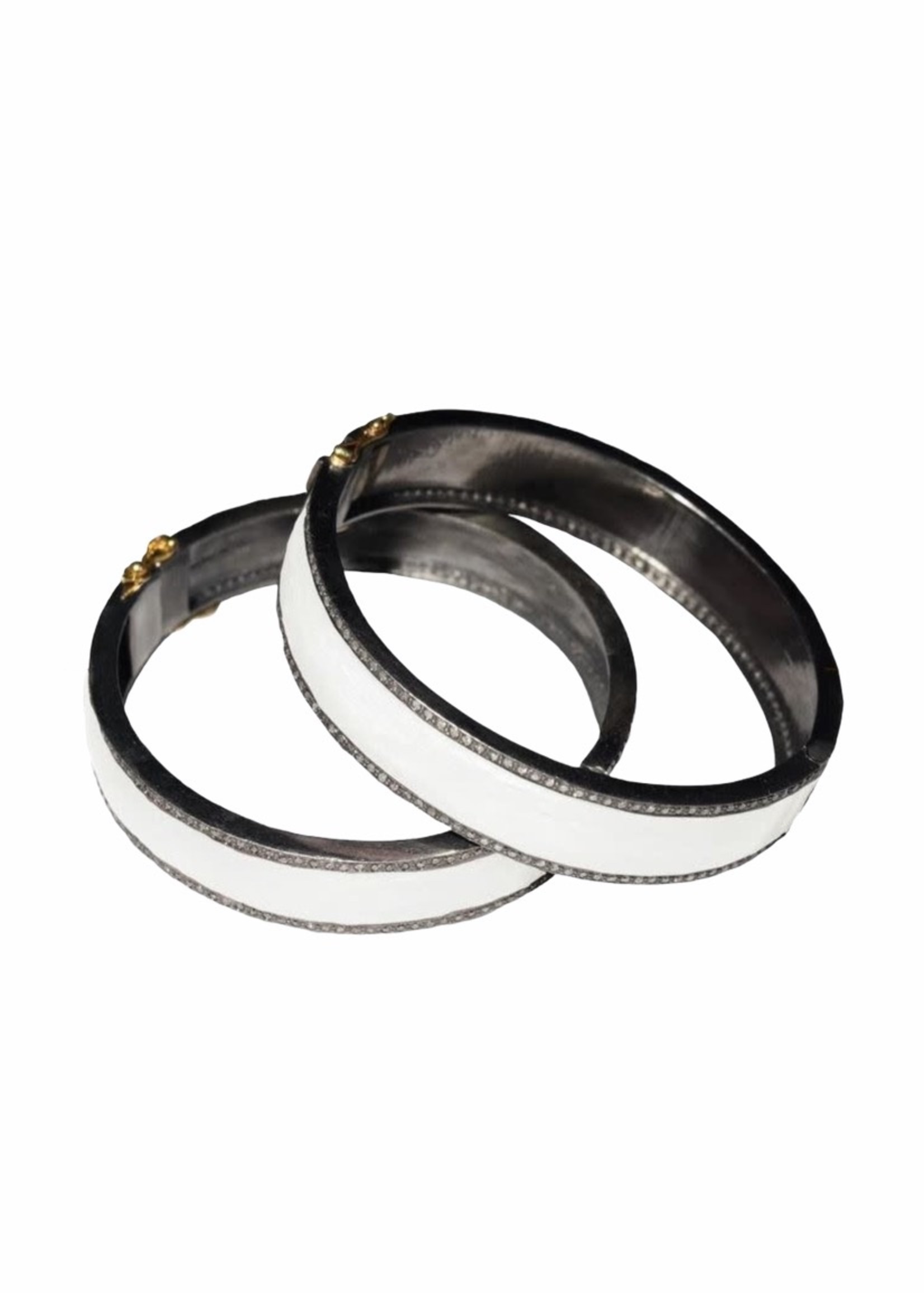 2 Row Pearl White Enamel Bangle - Jill Alberts Jewelry