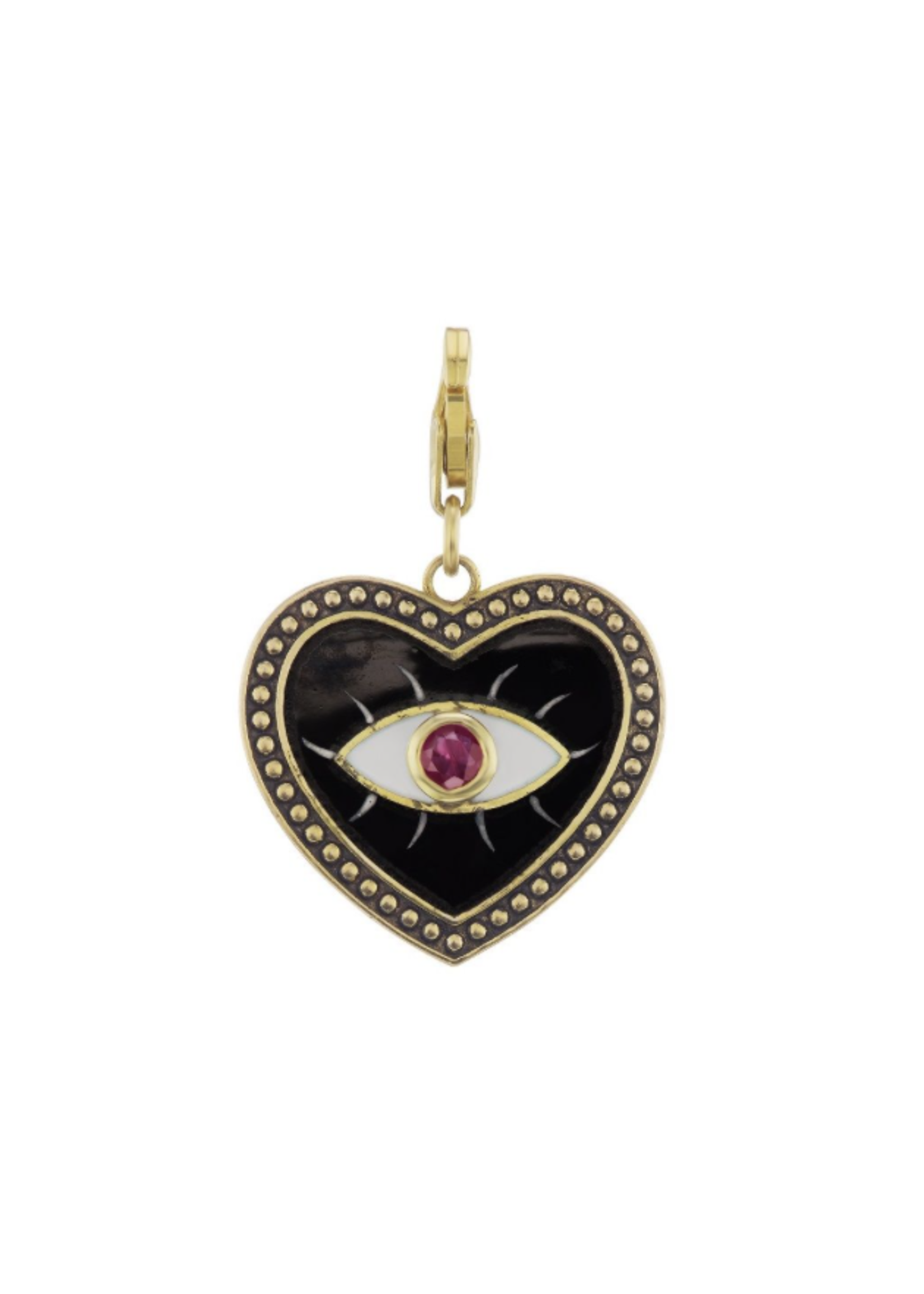 Have a Heart Enamel Evil Eye Heart Charm with Ruby