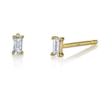 Borgioni Yellow Gold Single Baguette Stud Earrings