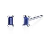 Borgioni Single Blue Sapphire Baguette Stud  Earrings