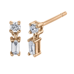 Borgioni Rose Gold Mixed Cut Single Diamond Drop Stud Earrings