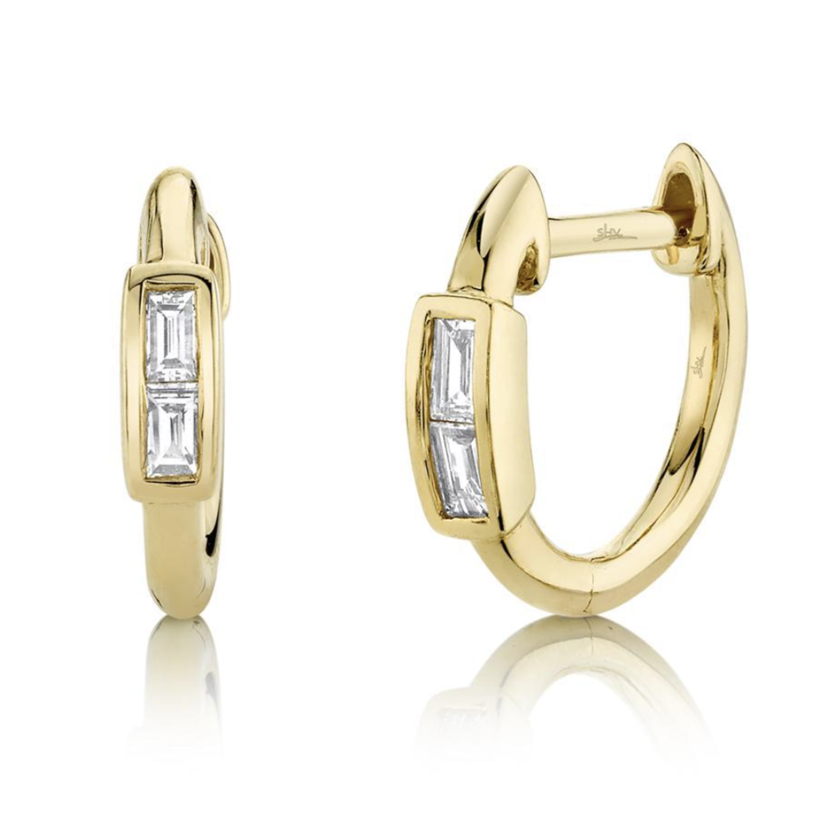 Jill Alberts Diamond Baguette Huggie Earrings